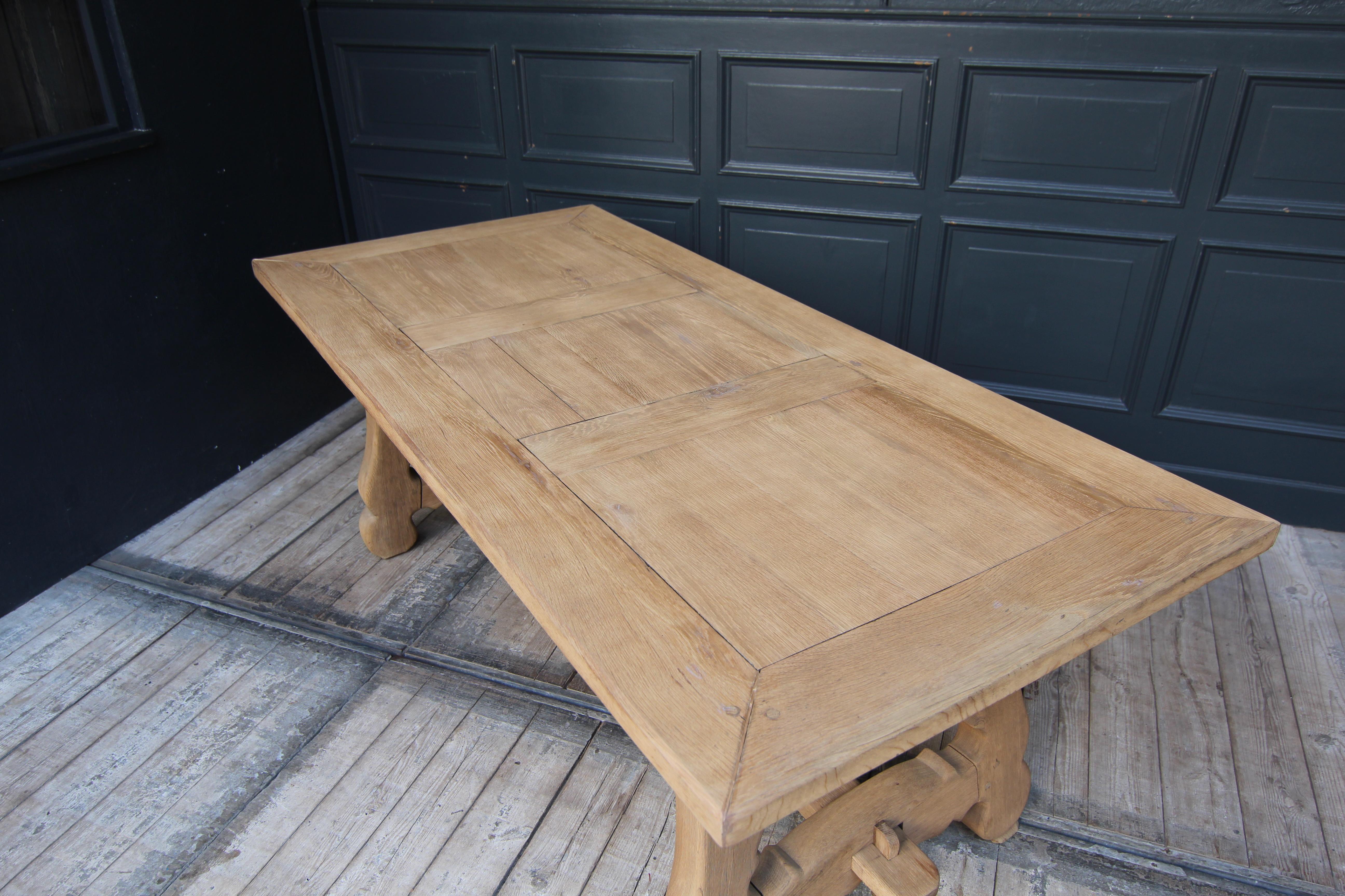 20th Century Rustic Stripped Oak Table For Sale 11