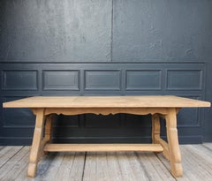 20th Century Rustic Stripped Oak Table