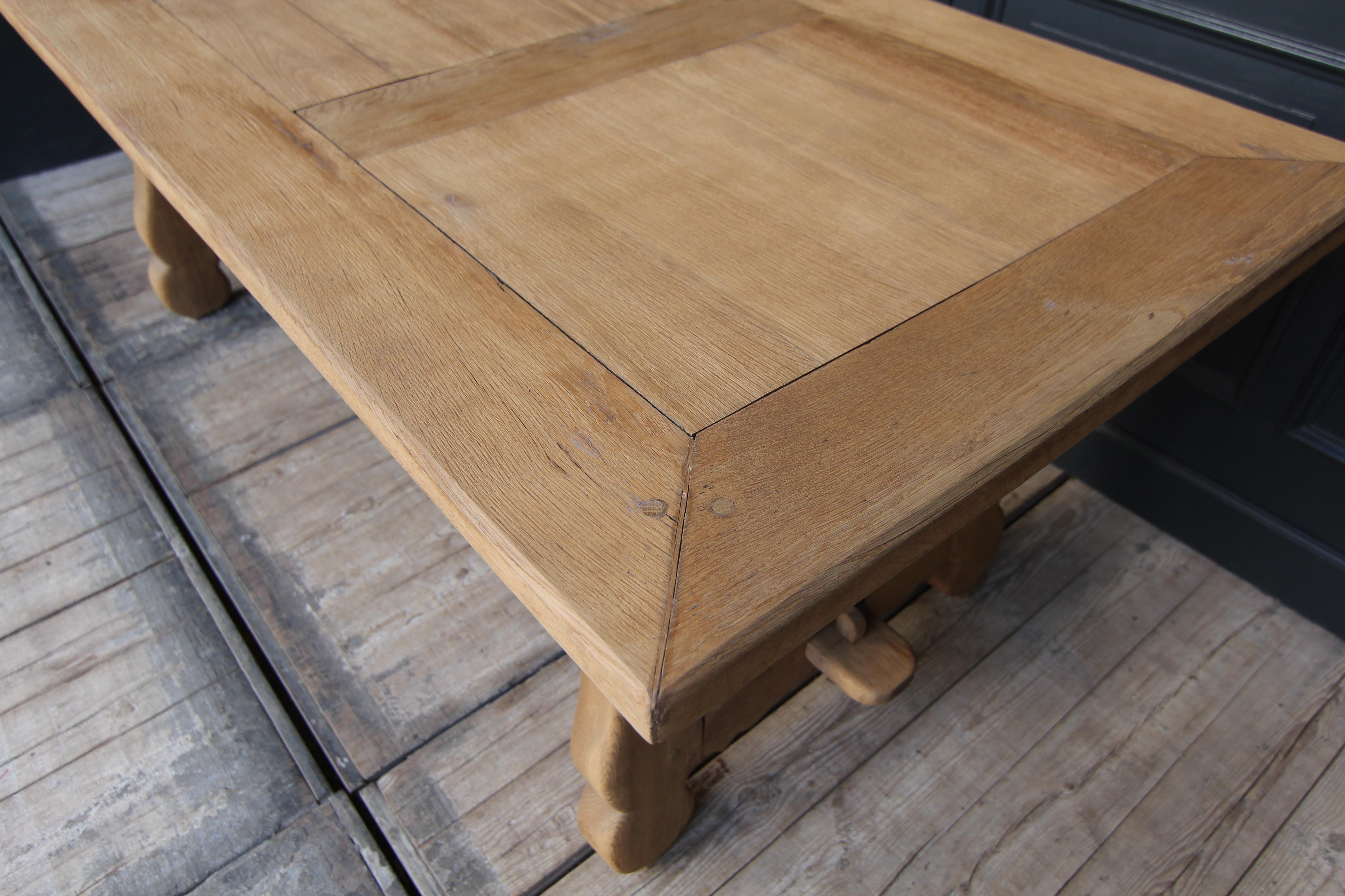 20th Century Rustic Stripped Oak Table For Sale 3