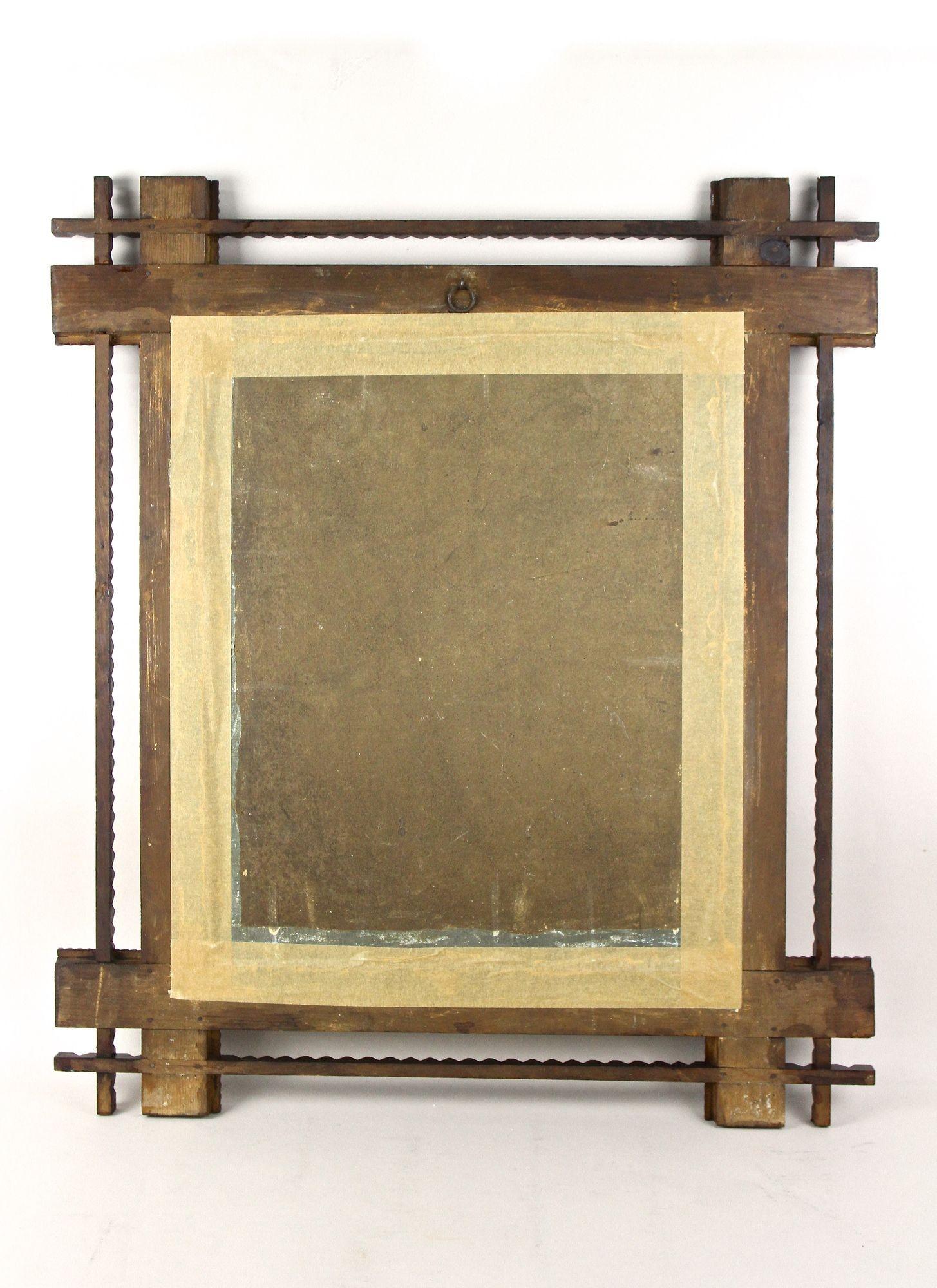Specchio rustico Tramp Art del XX secolo con stelle, taglio a intaglio, AT, 1900 ca. in vendita 15