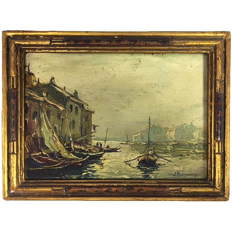 Barca a vela del XX secolo al porto di Marine di J. Hurard