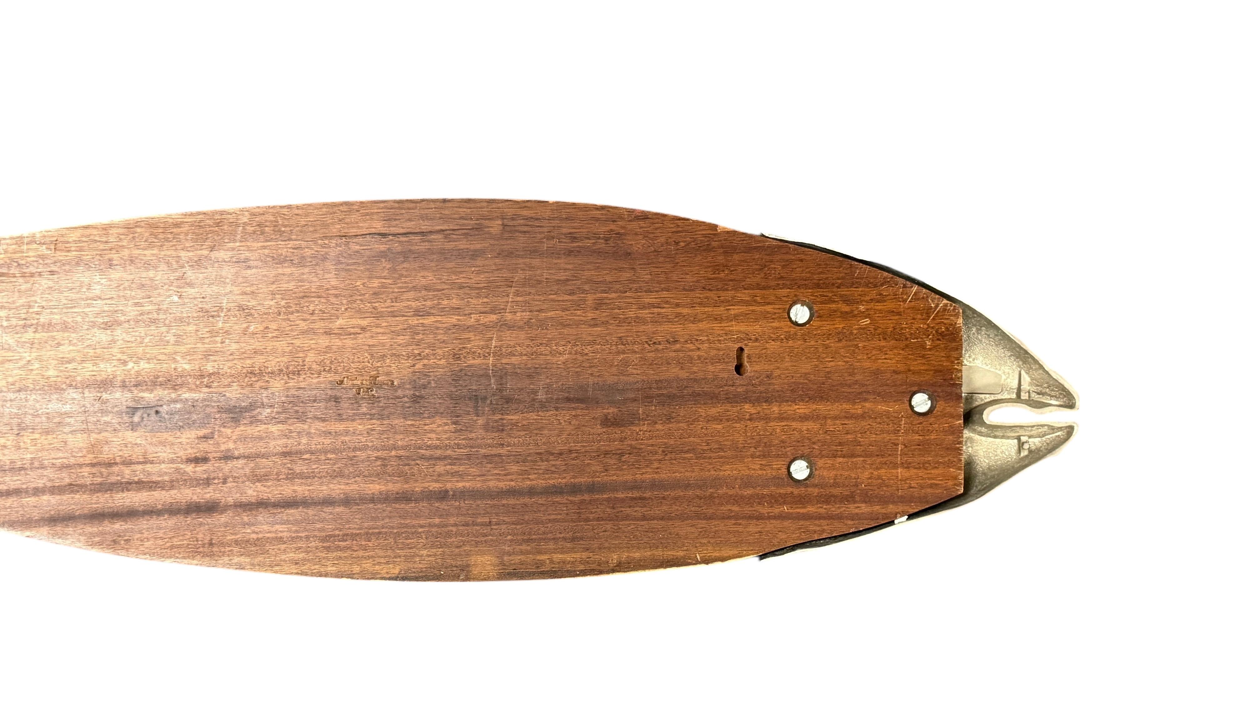 Plateau en métal chromé et Wood Wood du 20e siècle Poisson saumoné, Vintage 1970 en vente 1