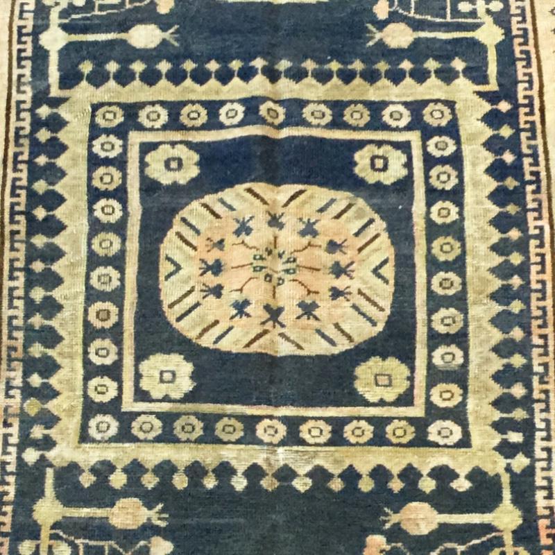 Khotan 20th Century Samarkand Wool  Rug Kothan Design circa 1900. For Sale