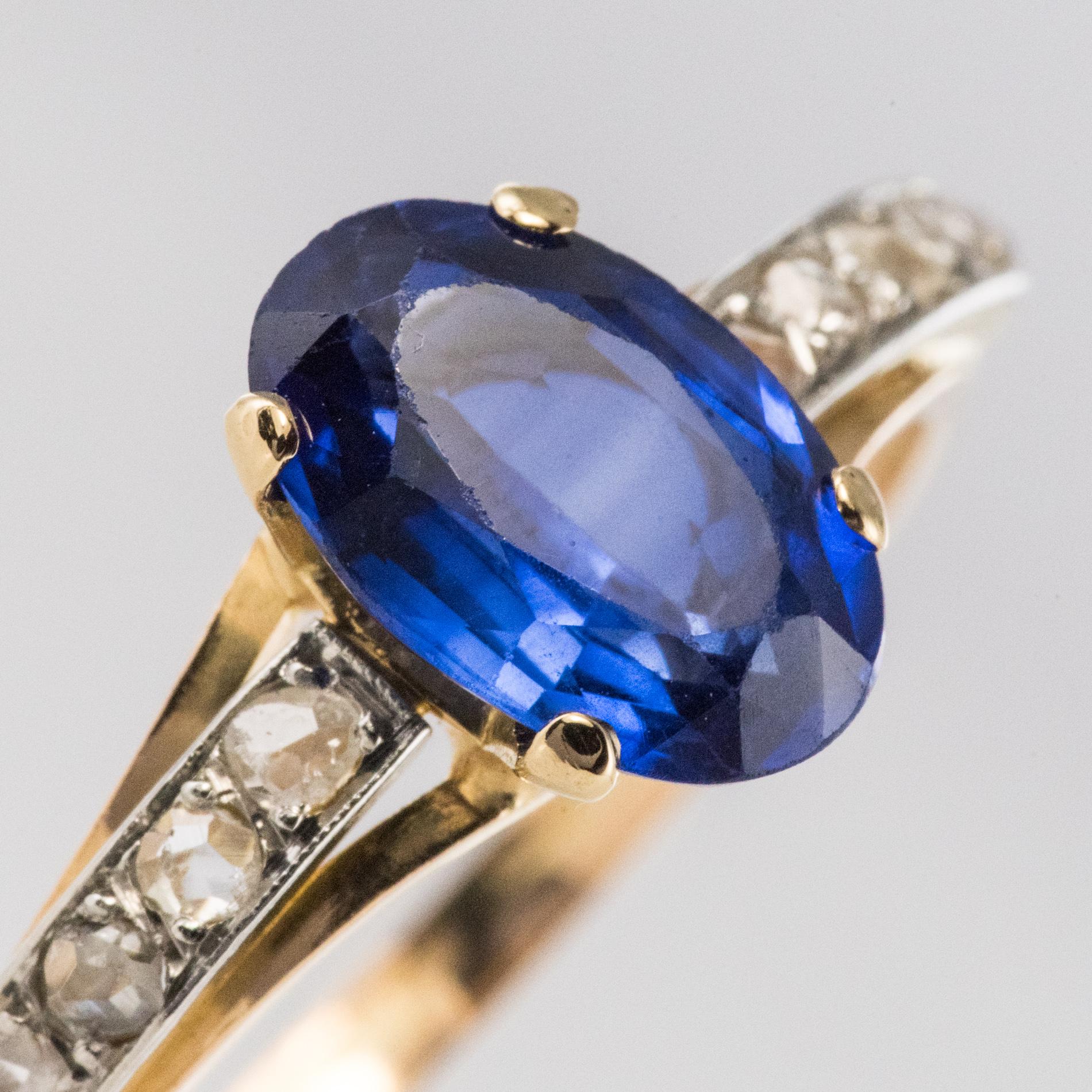 Women's 20th Century Sapphire Diamonds 18 Karat Yellow Gold Ring For Sale