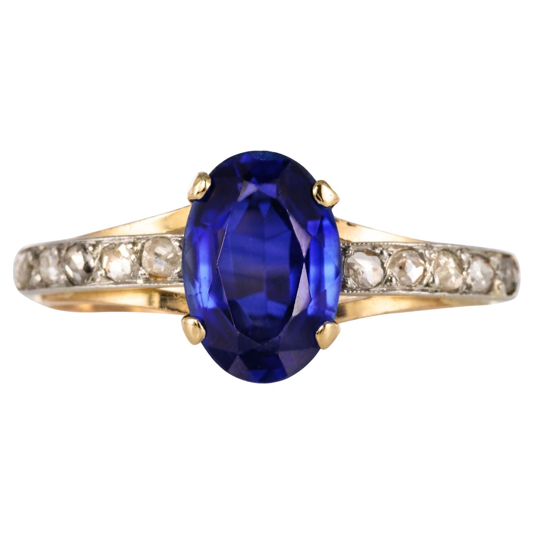 20. Jahrhundert Saphir Diamanten 18 Karat Gelbgold Ring