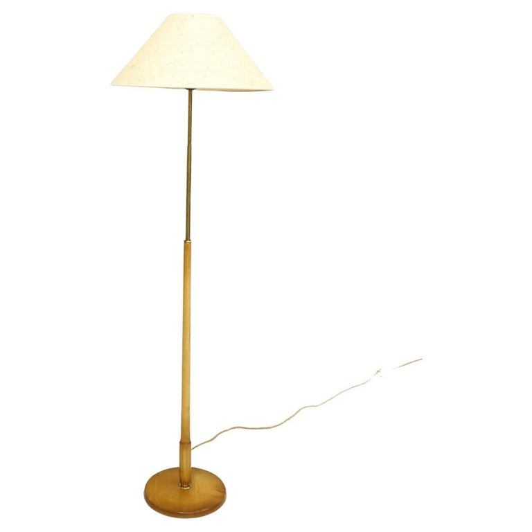 20th Century Satin Wood and Brass Floor Lamp For Sale at 1stDibs