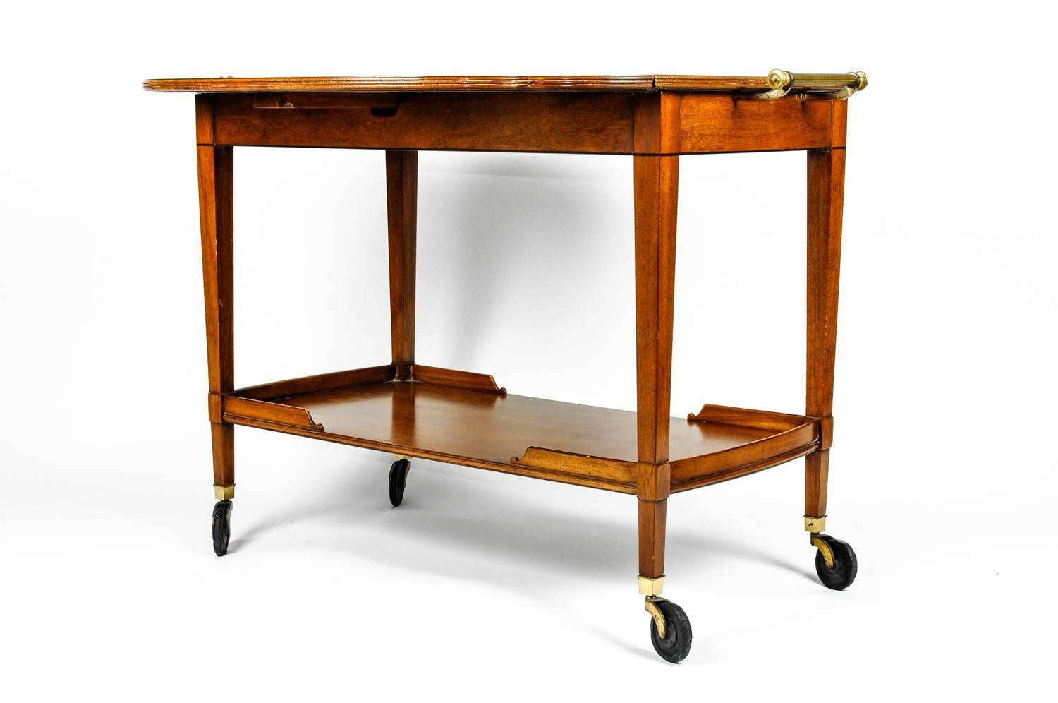 20th Century Satinwood Mahogany Bar Cart / Tea Trolly In Excellent Condition In Tarry Town, NY