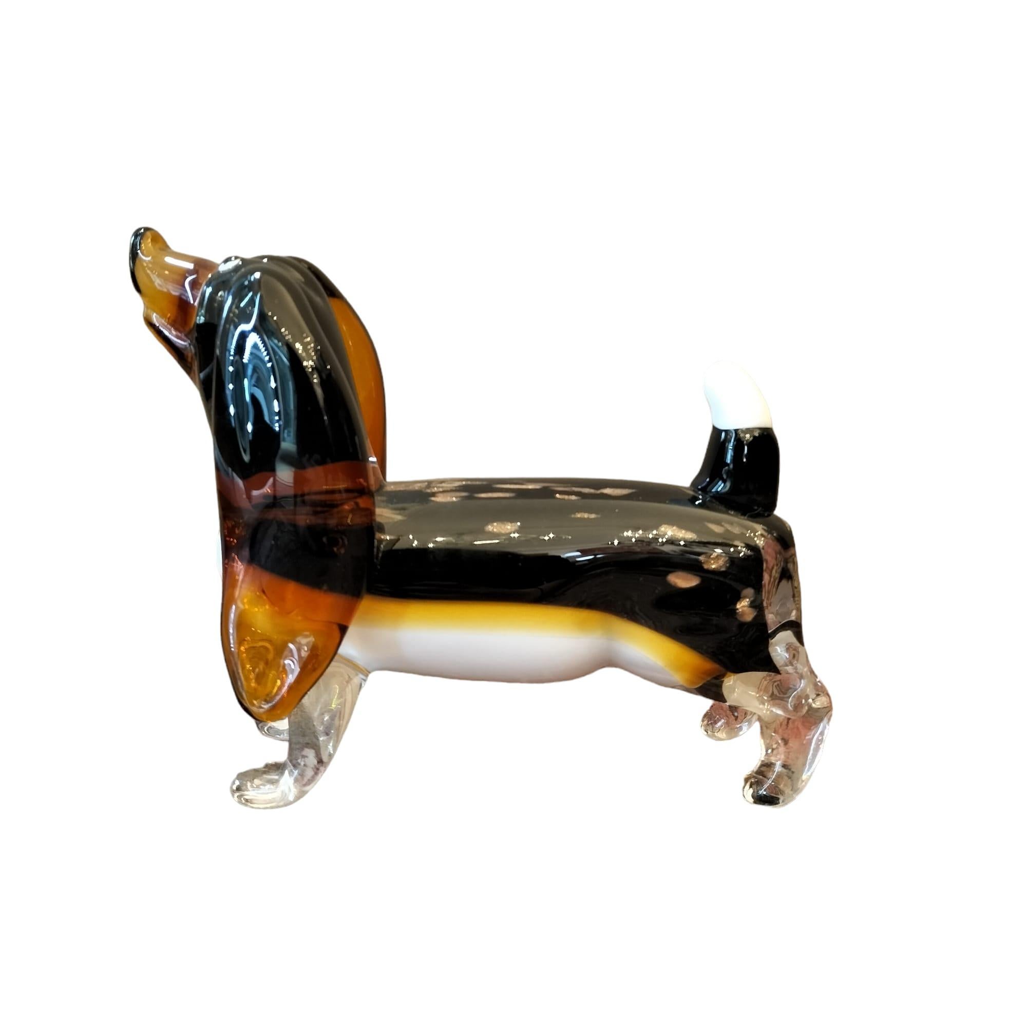 Mid-Century Modern 20th Century Sausage Dog Sculpture in Blown Murano Glass from Venice 
