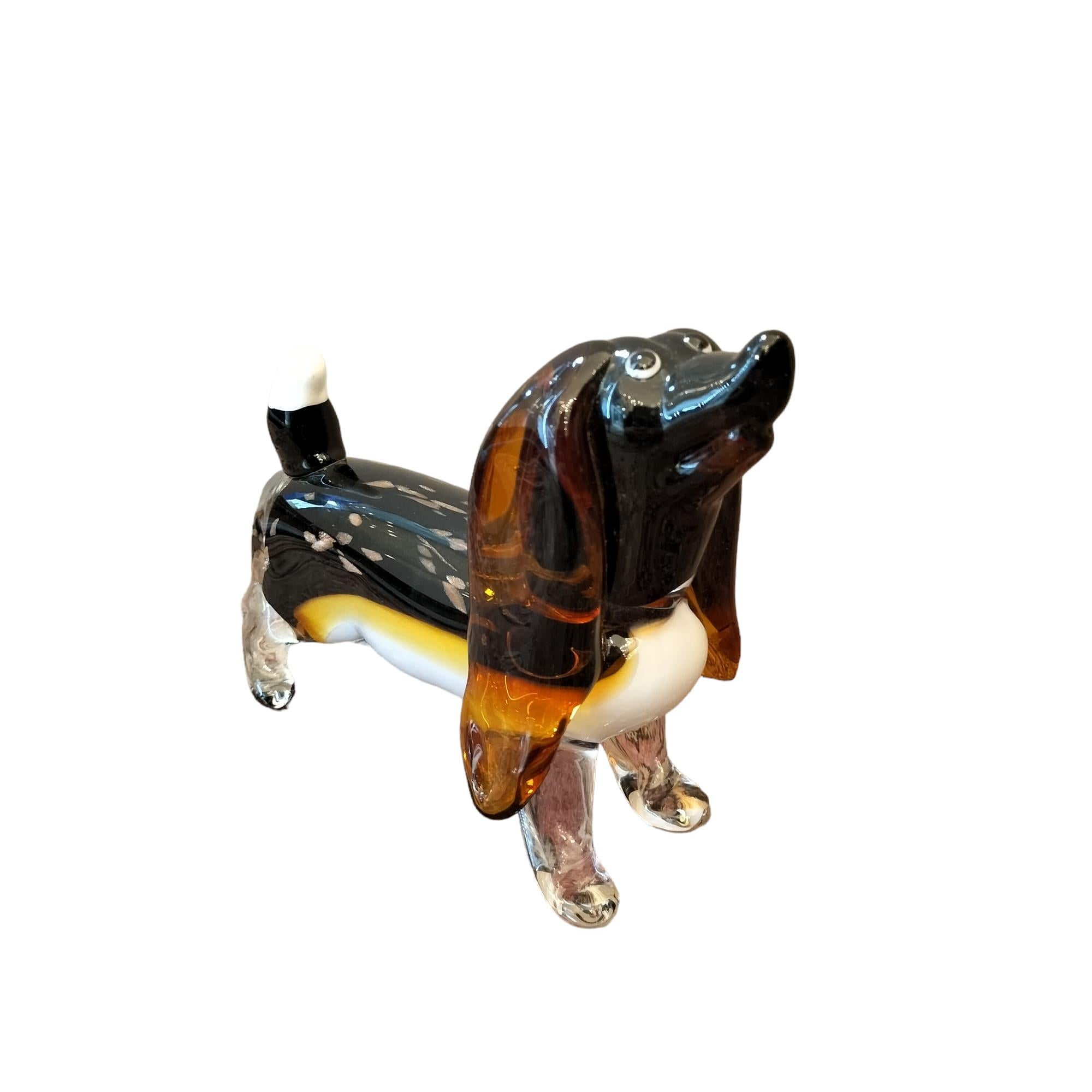 Italian 20th Century Sausage Dog Sculpture in Blown Murano Glass from Venice  For Sale