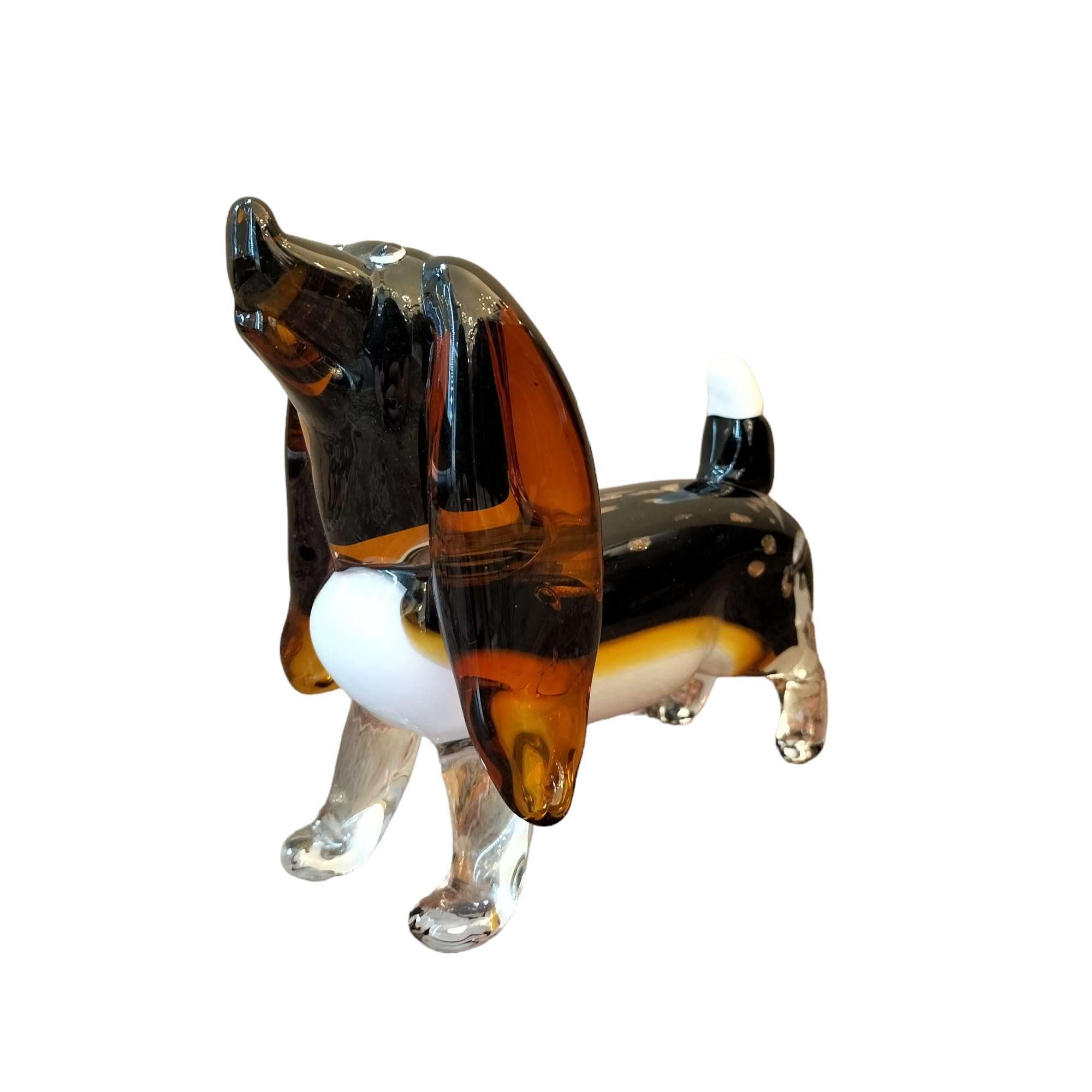 20th Century Sausage Dog Sculpture in Blown Murano Glass from Venice  In Excellent Condition For Sale In NICE, FR