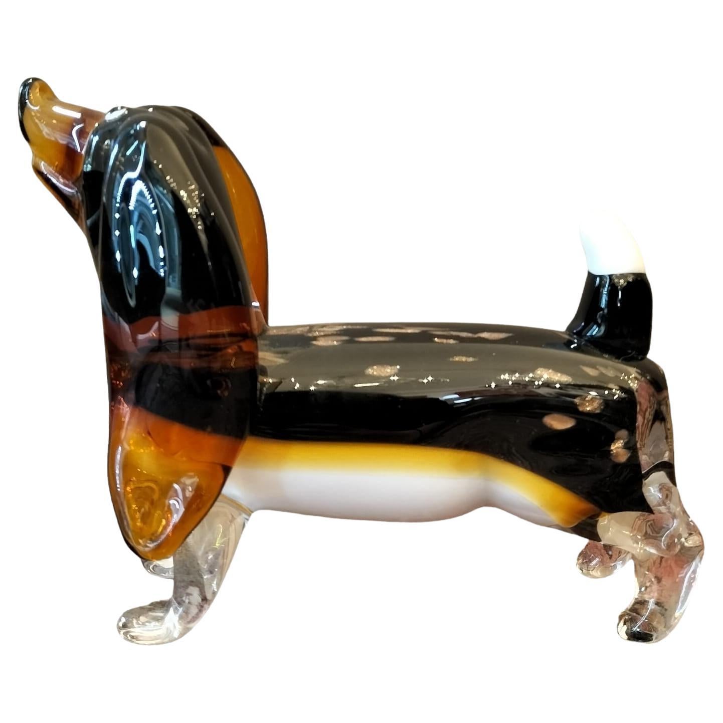 20th Century Sausage Dog Sculpture in Blown Murano Glass from Venice  For Sale