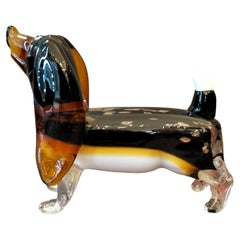 Vintage 20th Century Sausage Dog Sculpture in Blown Murano Glass from Venice 