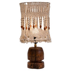 20th Century Scandinavian Boho Style Table Lamp with Macrame Lampshade