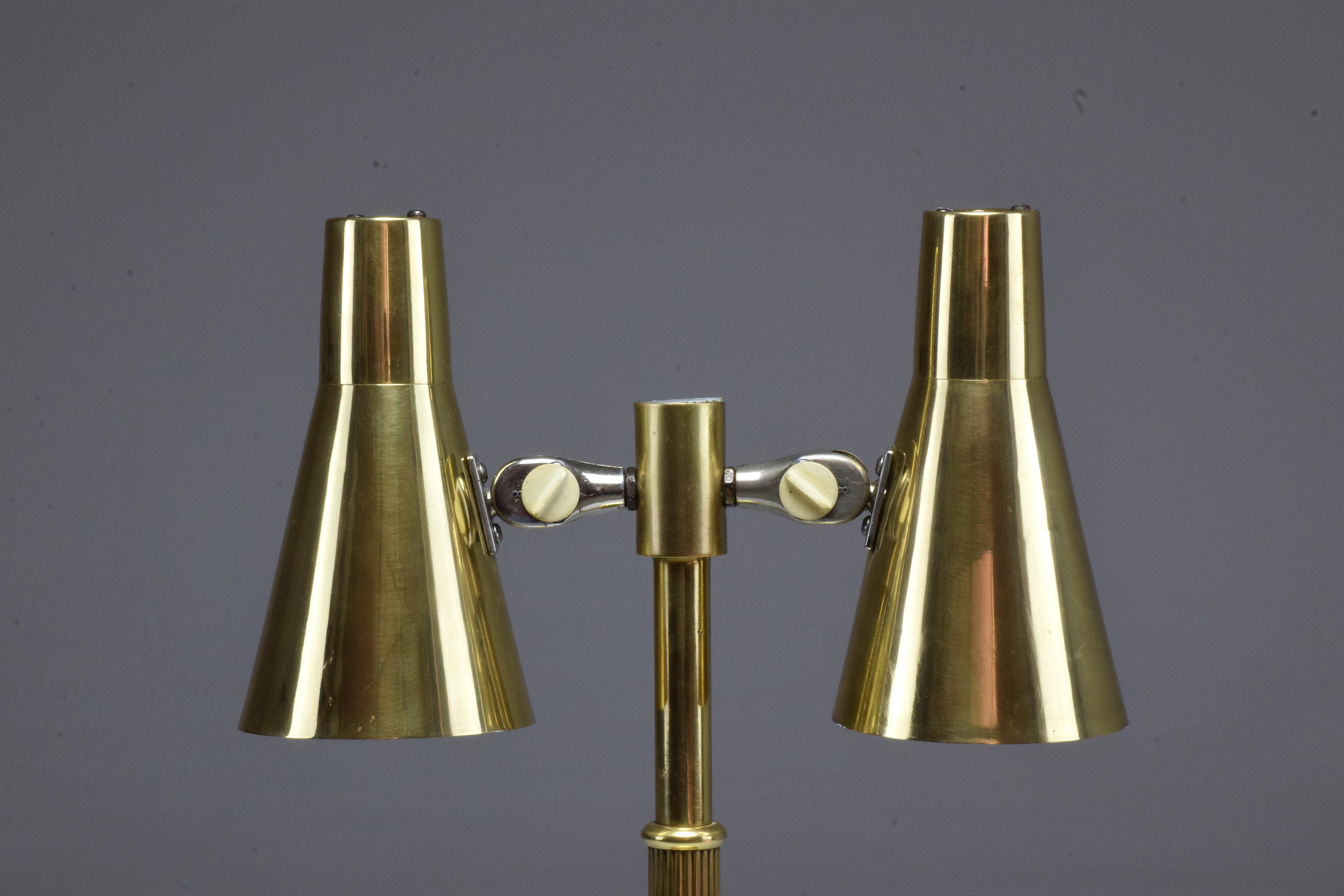 20th Century Scandinavian Brass Double Shade Table Lamp by Sønnico, 1960s 4