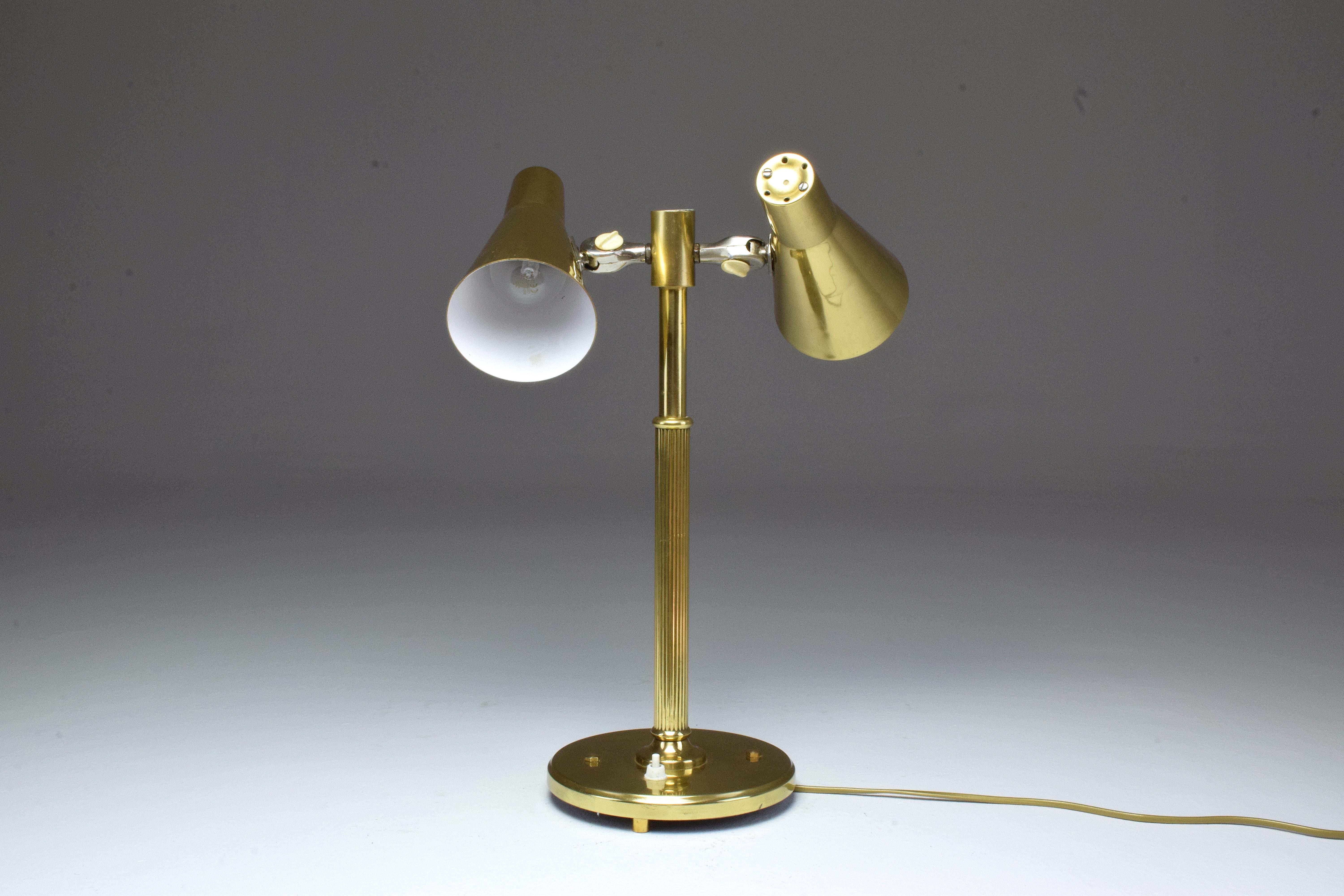 Polished 20th Century Scandinavian Brass Double Shade Table Lamp by Sønnico, 1960s