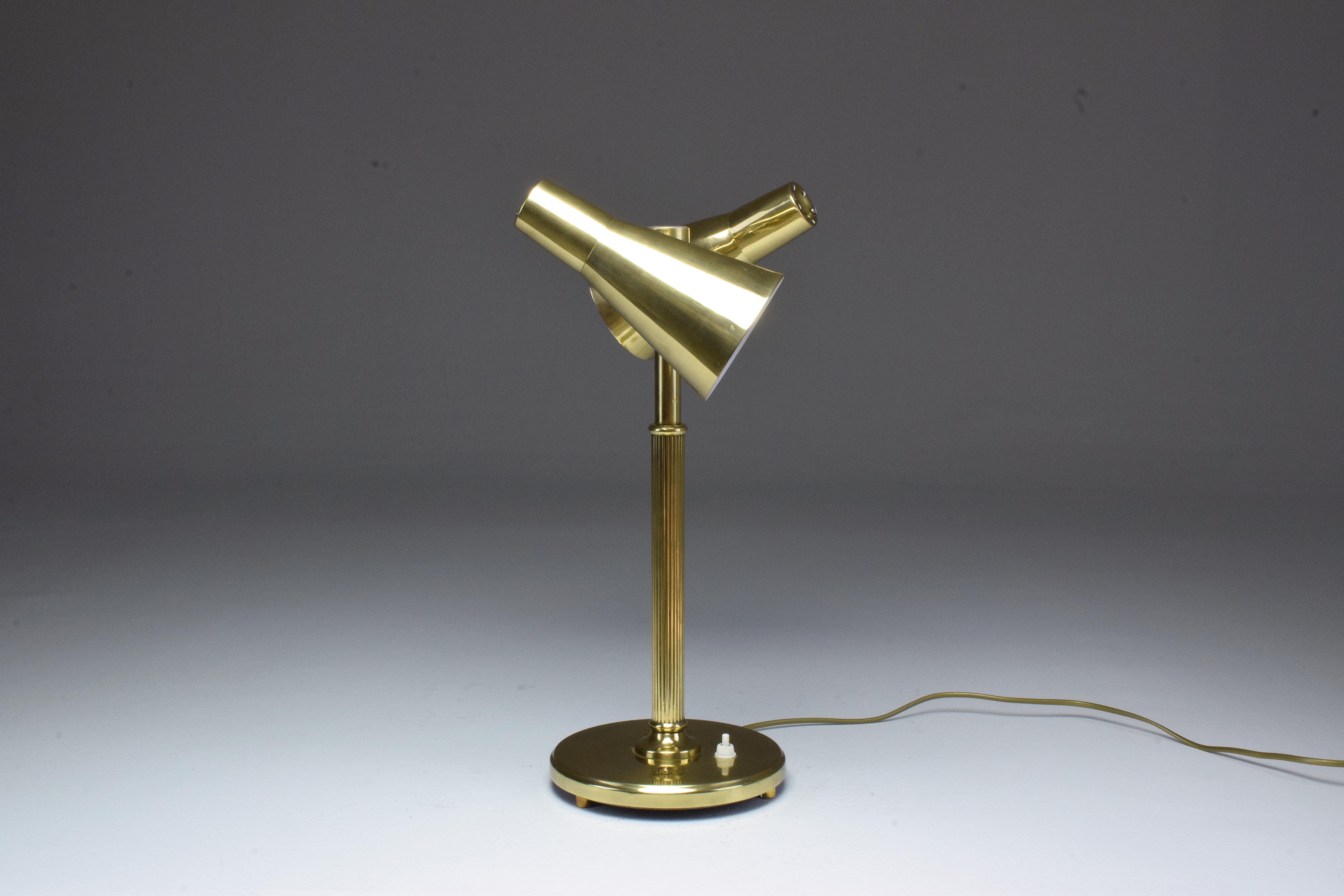 20th Century Scandinavian Brass Double Shade Table Lamp by Sønnico, 1960s 1
