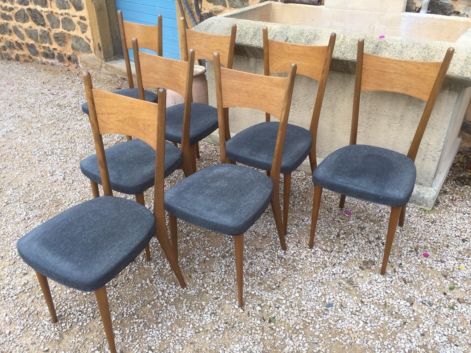 Fabric 20th Century, Scandinavian Chairs Set, 1960s