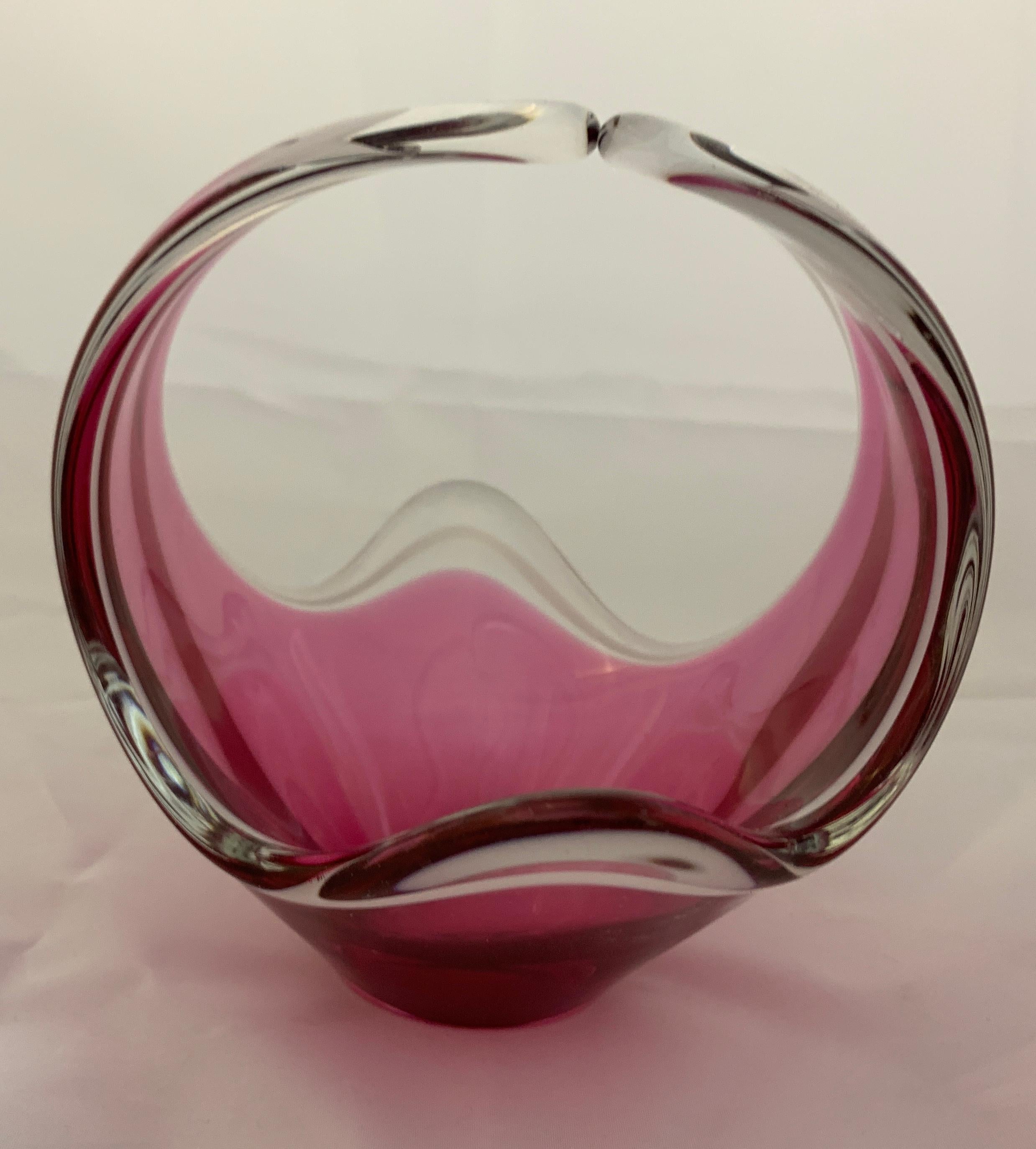 Vaso di vetro scandinavo del XX secolo Cesto Flygsfors Paul Kedelv In condizioni buone a Roma, RM