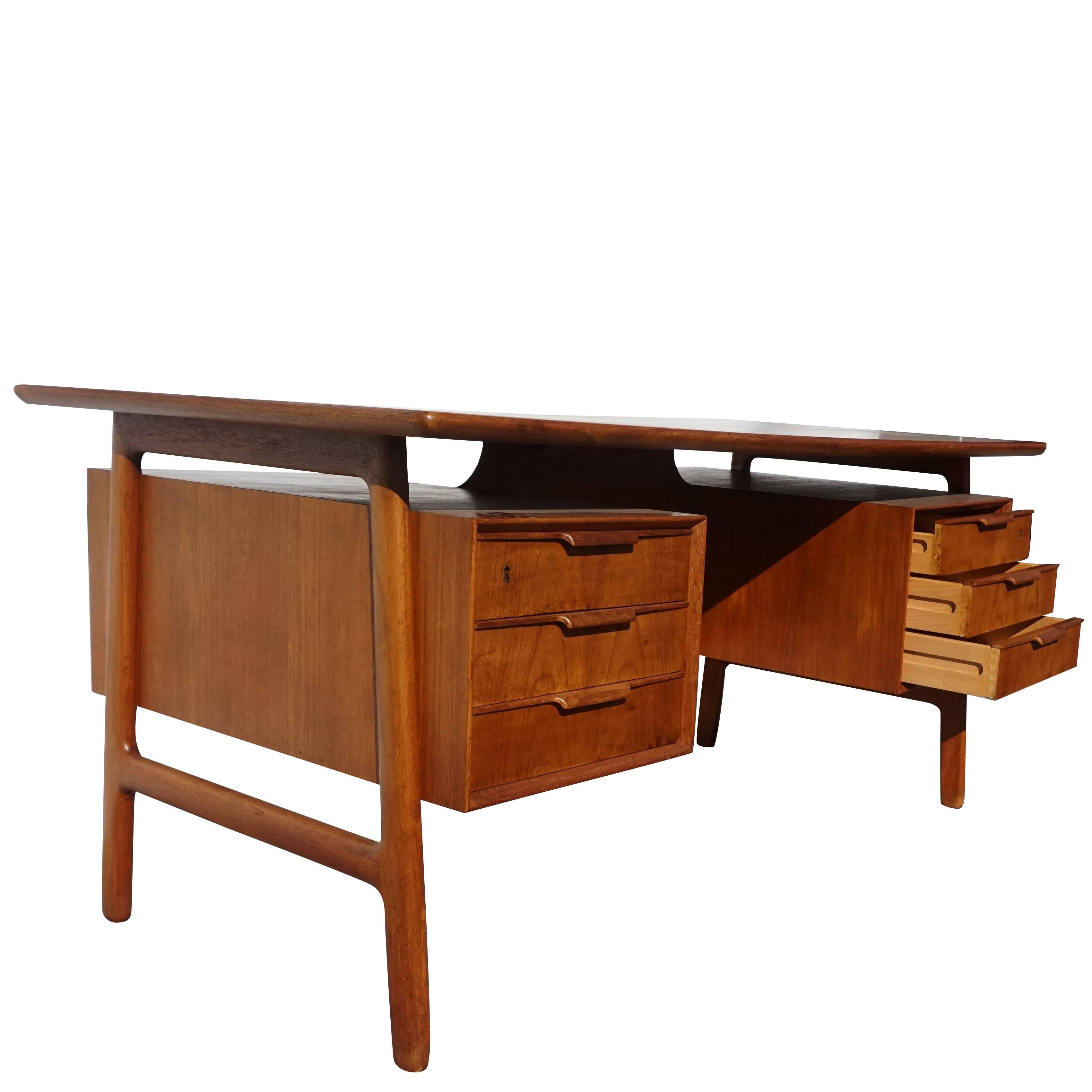 Mid-Century Modern 20th Century Danish Beechwood Writing Table, Desk by Bjarne & Gunni Omann