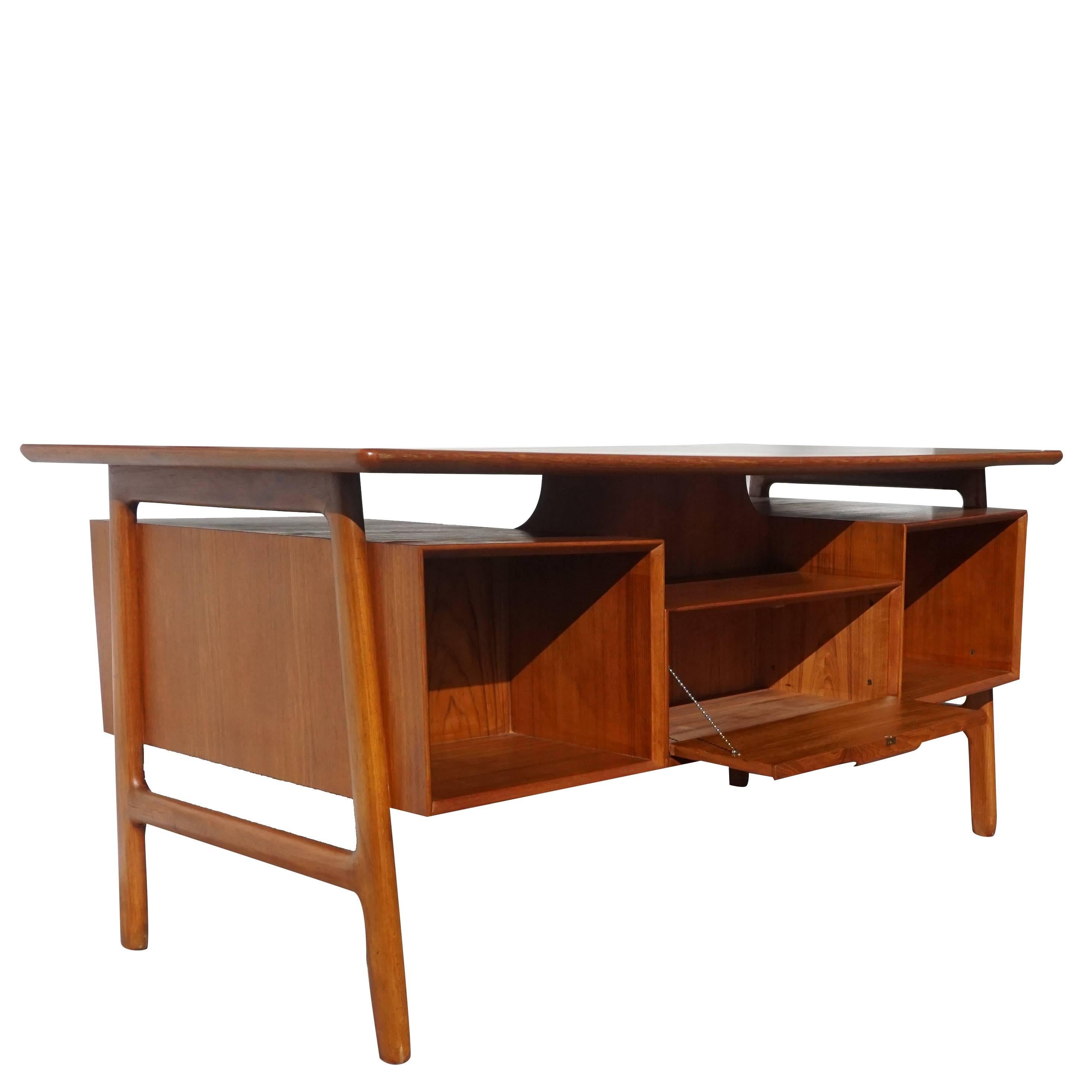 20th Century Danish Beechwood Writing Table, Desk by Bjarne & Gunni Omann In Good Condition In West Palm Beach, FL