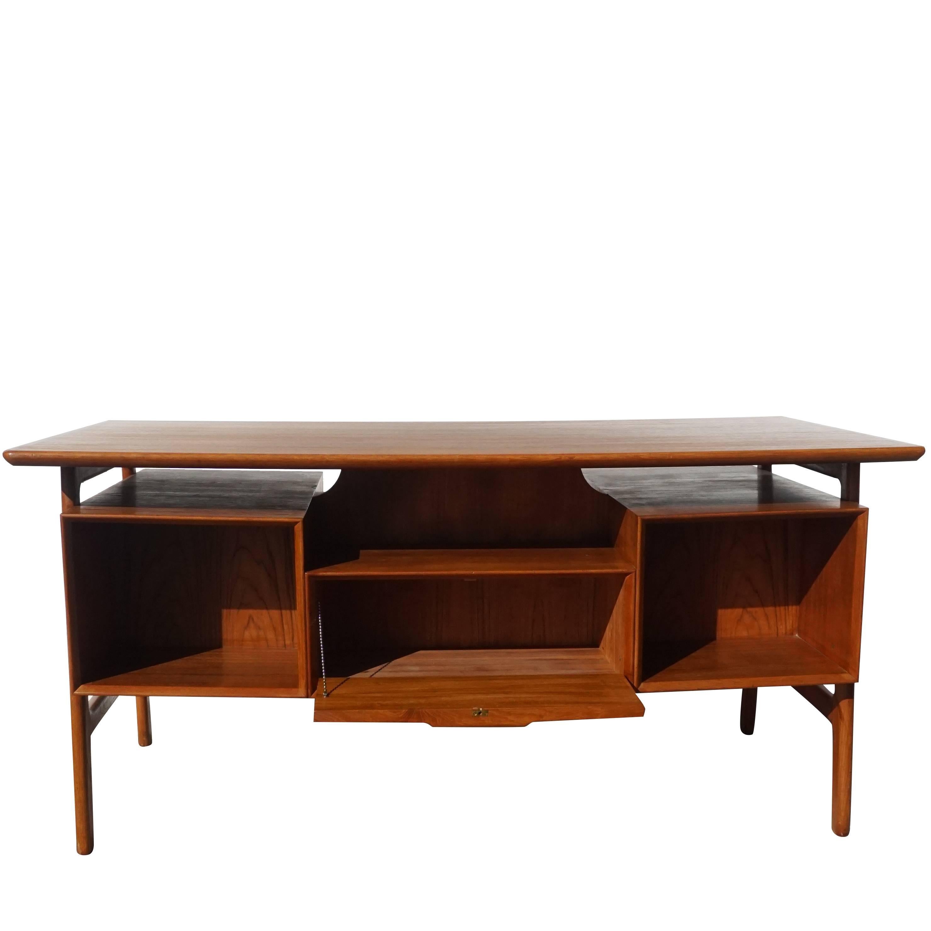 20th Century Danish Beechwood Writing Table, Desk by Bjarne & Gunni Omann 1