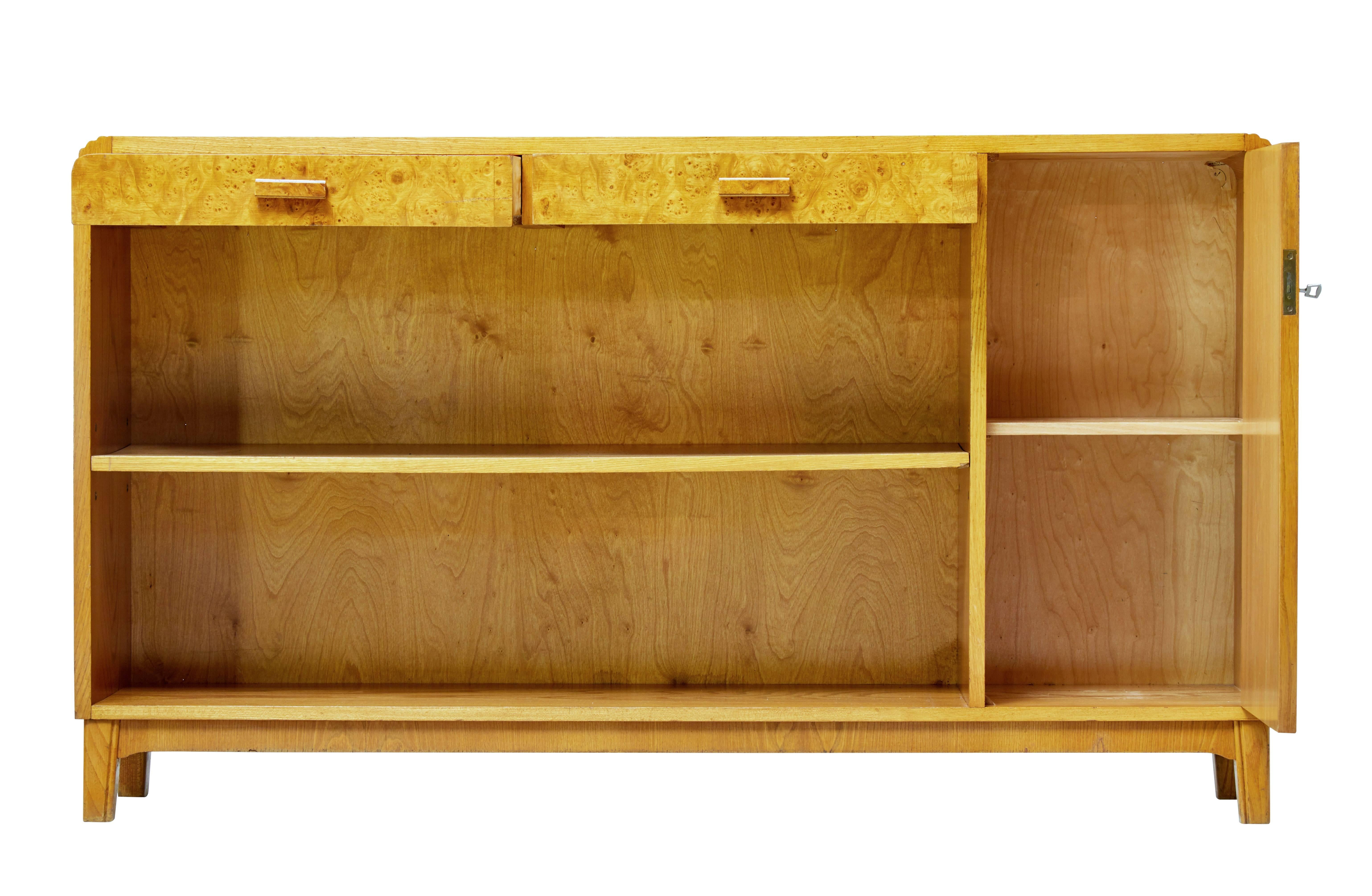 Art Deco 20th Century Scandinavian Modern Elm Low Bookcase