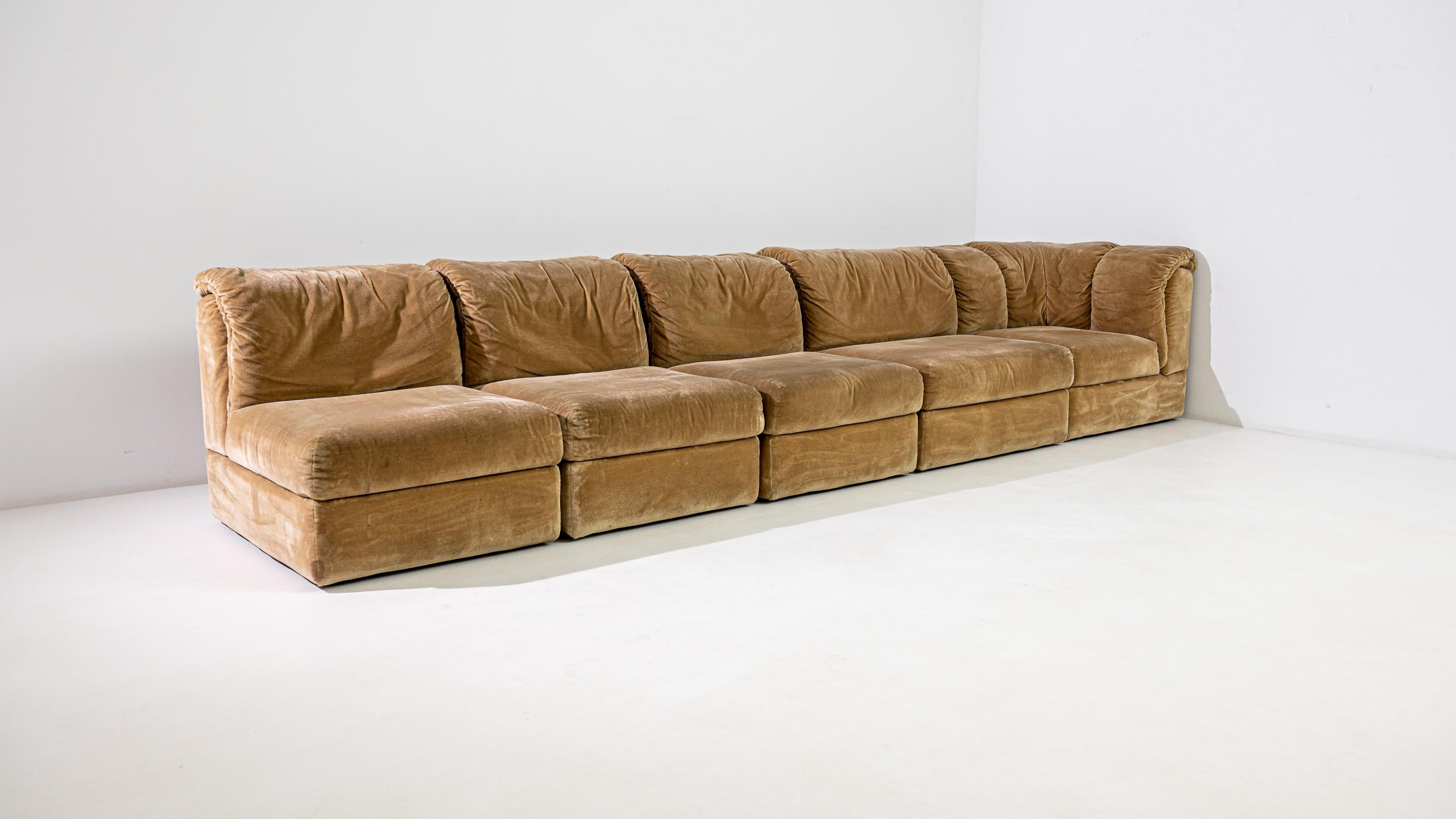 20th Century Scandinavian Modular Velvet Sofa In Good Condition In High Point, NC