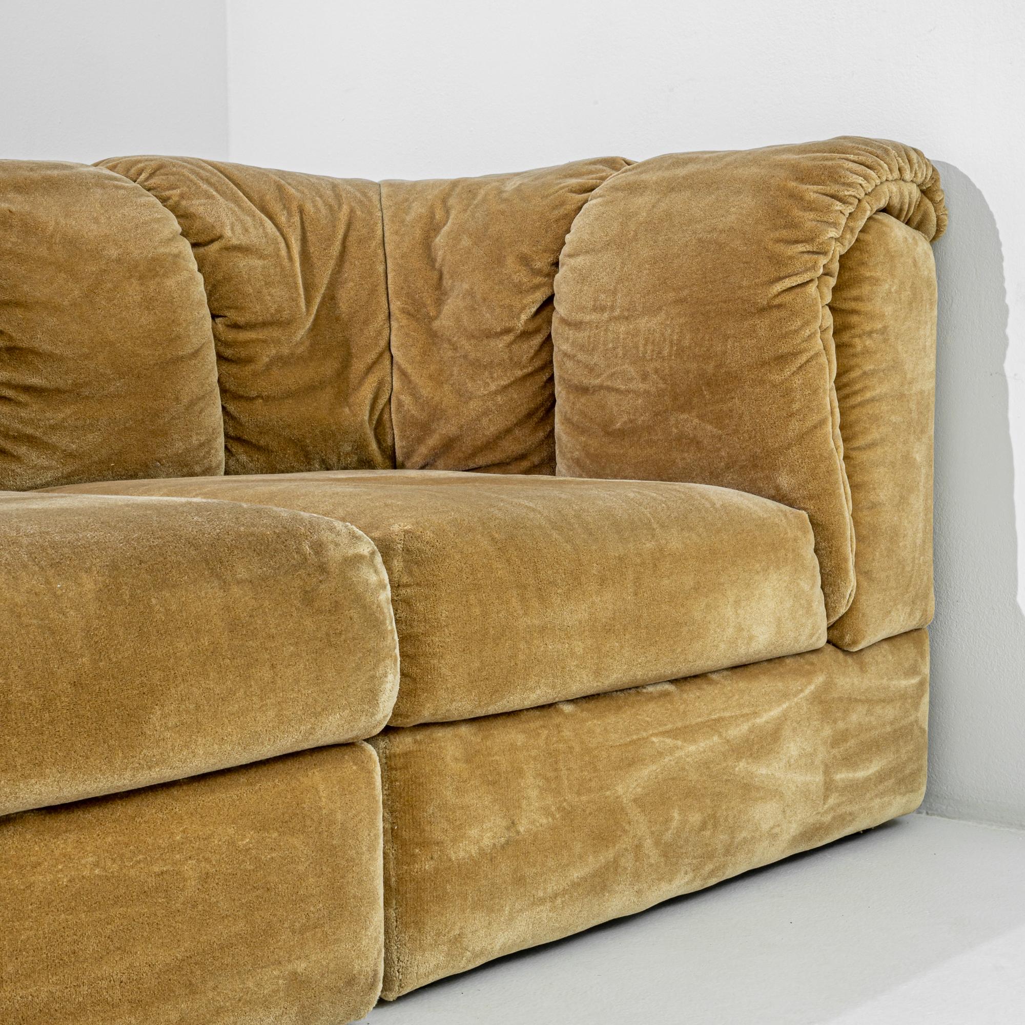 20th Century Scandinavian Modular Velvet Sofa 2