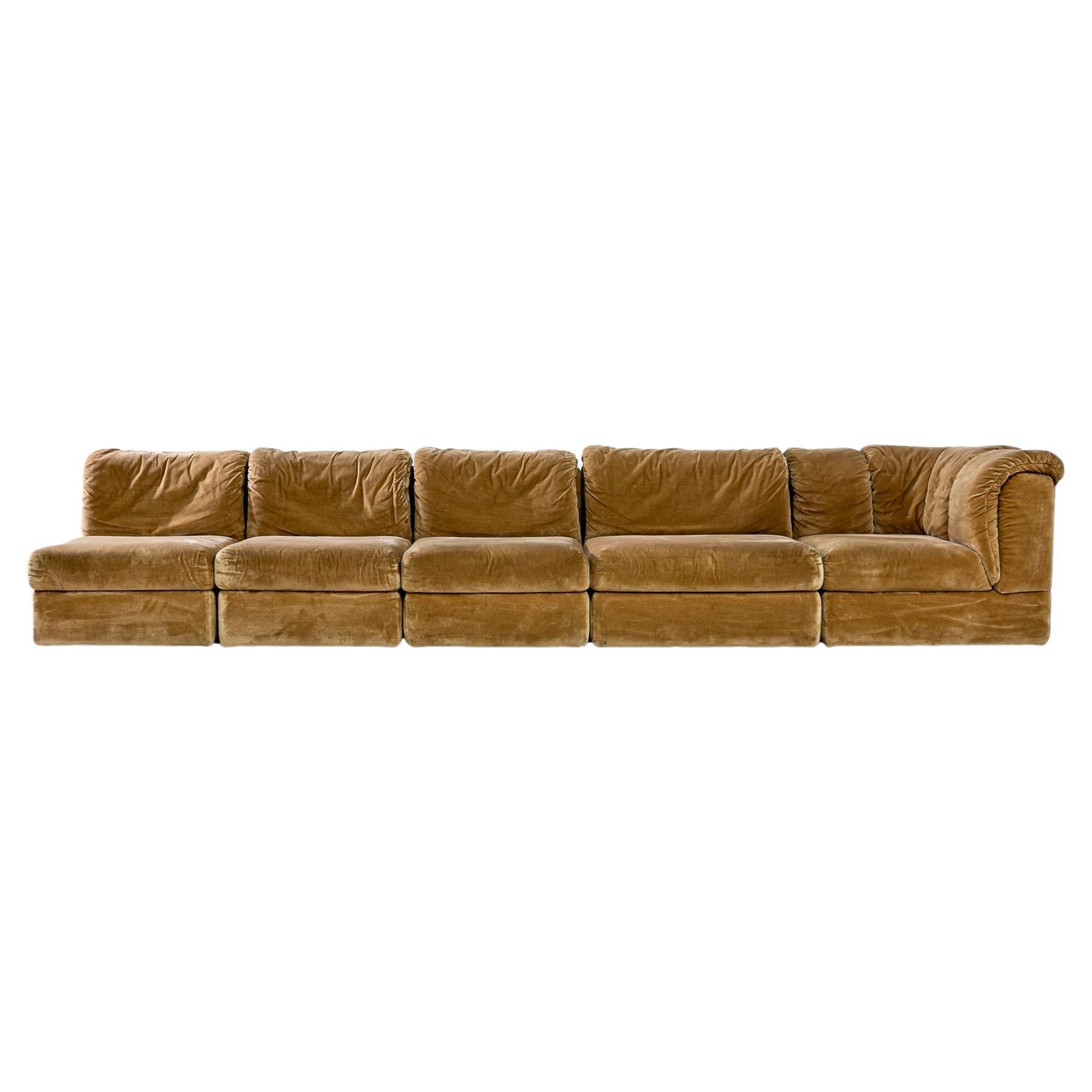 20th Century Scandinavian Modular Velvet Sofa