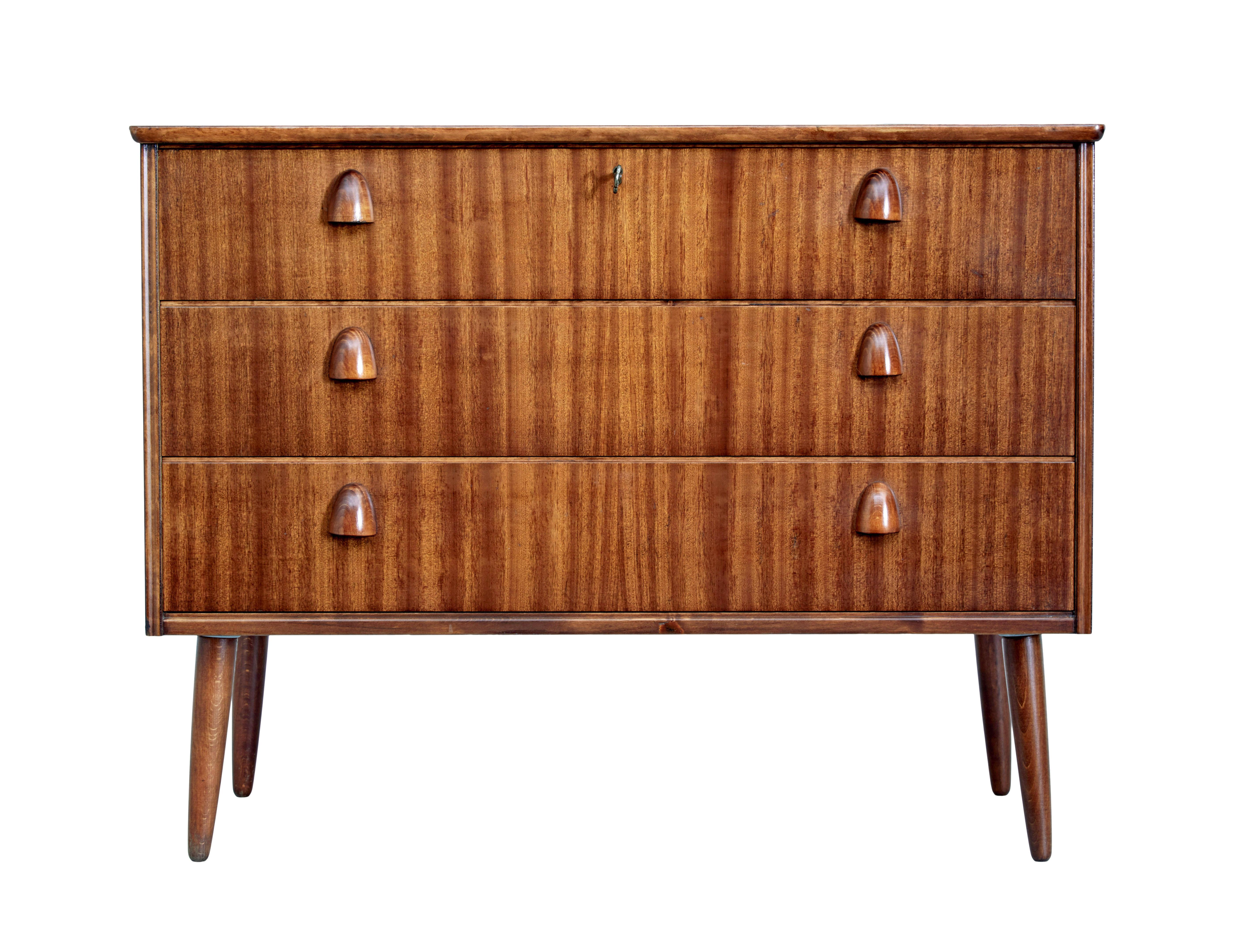 Swedish 20th century Scandinavian teak chest of drawers For Sale