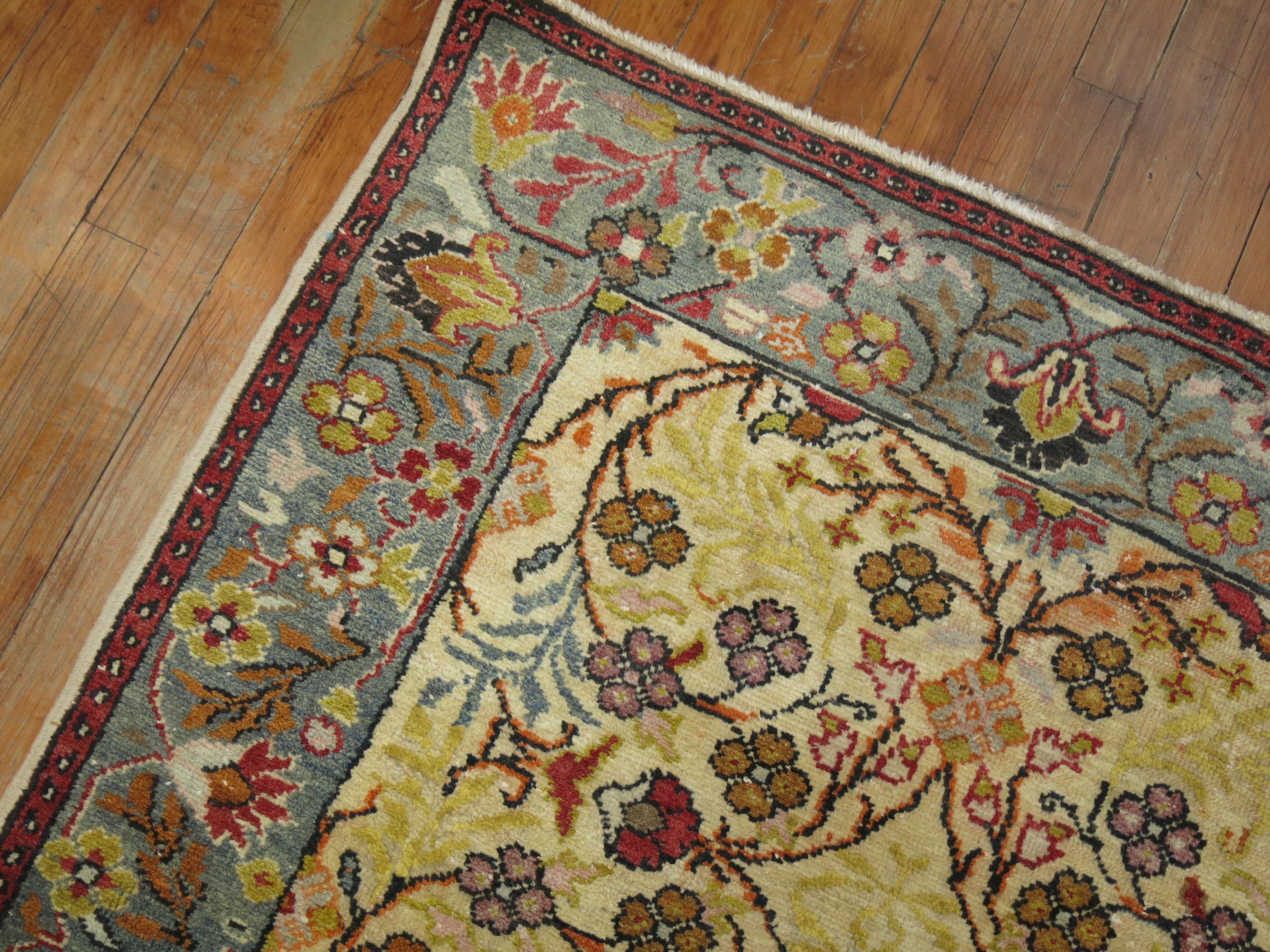 Romantic Zabihi Collection 20th Century Scatter Size Turkish Rug For Sale