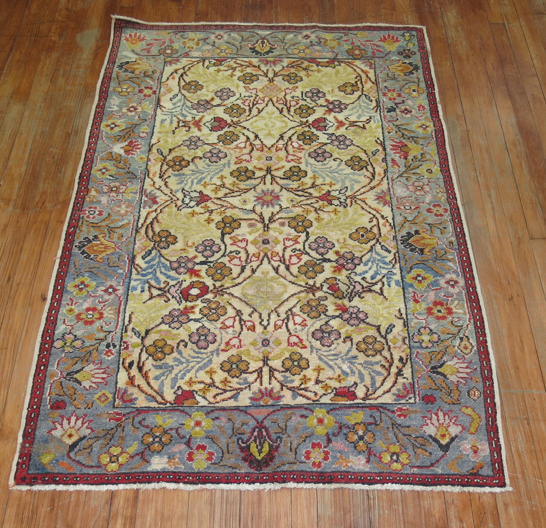 Zabihi Collection 20th Century Scatter Size Turkish Rug For Sale 2