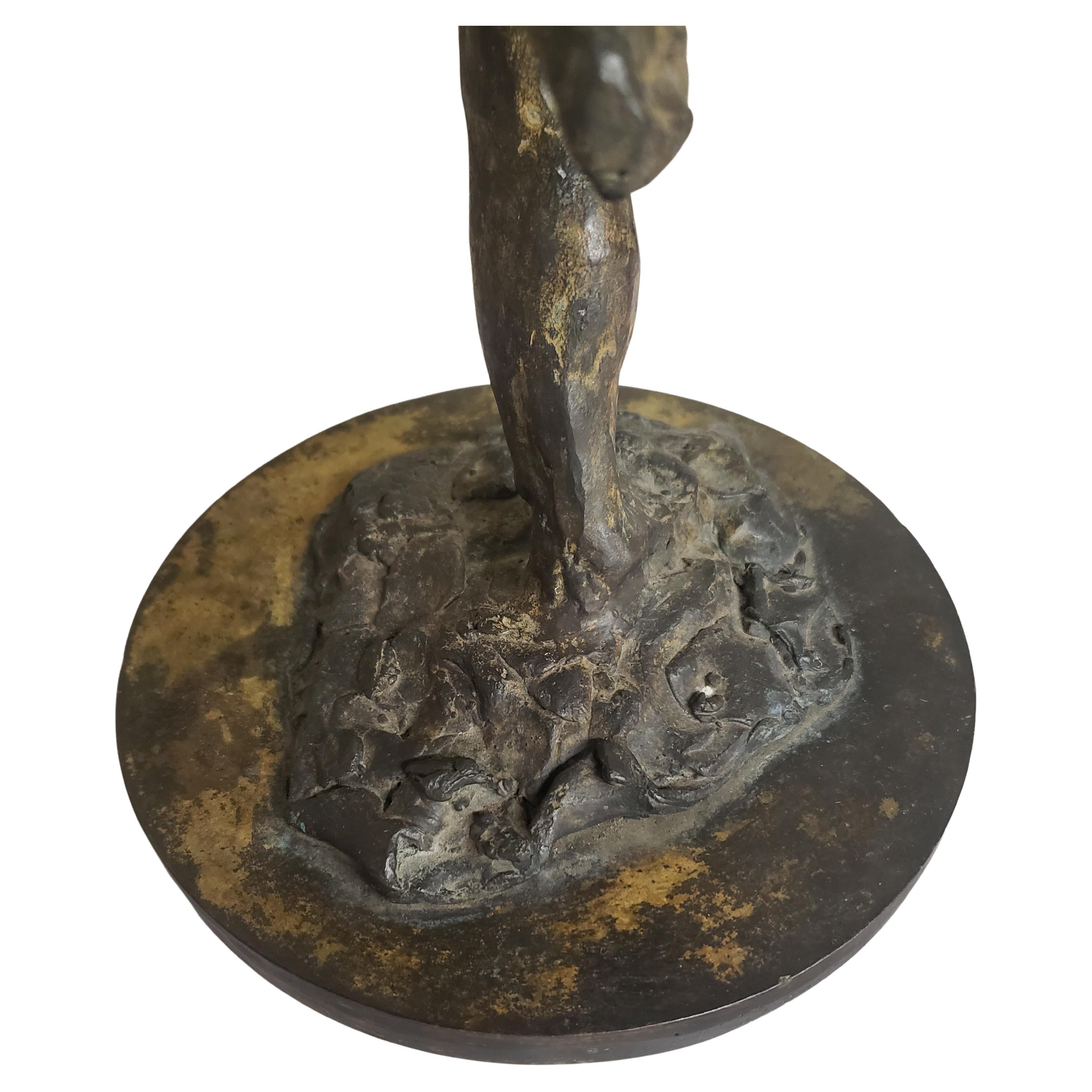 Unknown 20th Century School Brutalist Bronze Figurative Sculpture Of A Woman  For Sale