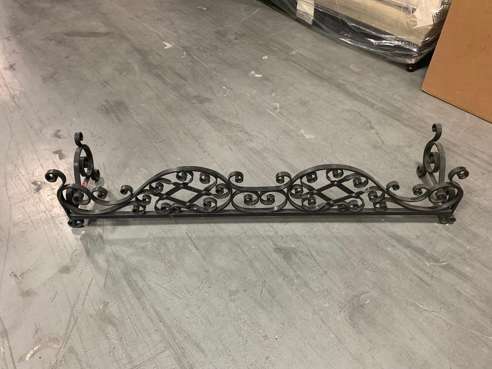 20th Century Scrolled Iron Fireplace Fender For Sale 2