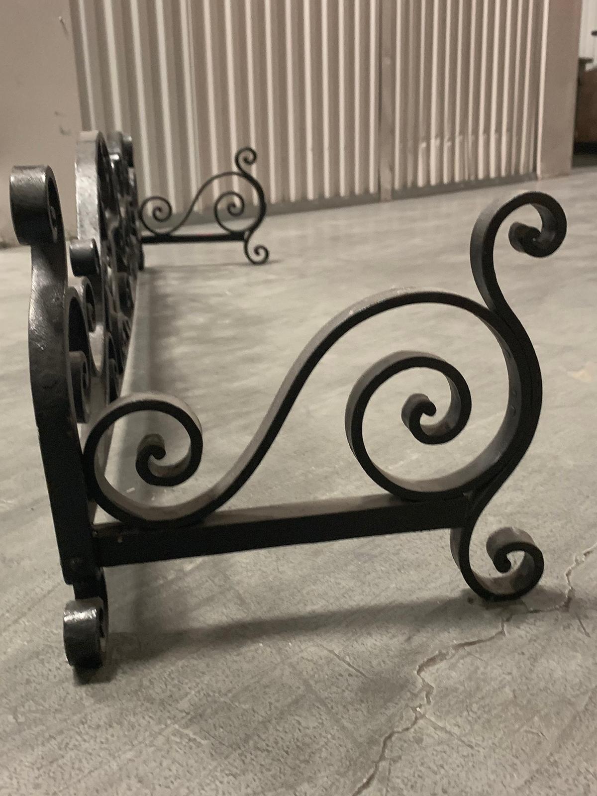 20th Century Scrolled Iron Fireplace Fender For Sale 3
