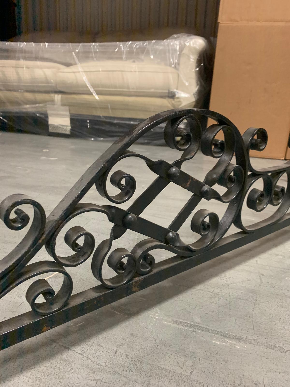 20th Century Scrolled Iron Fireplace Fender For Sale 4