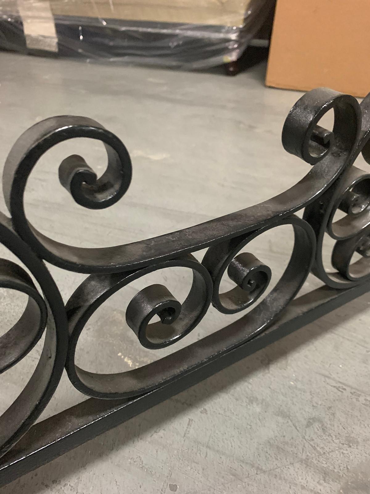 20th Century Scrolled Iron Fireplace Fender For Sale 5