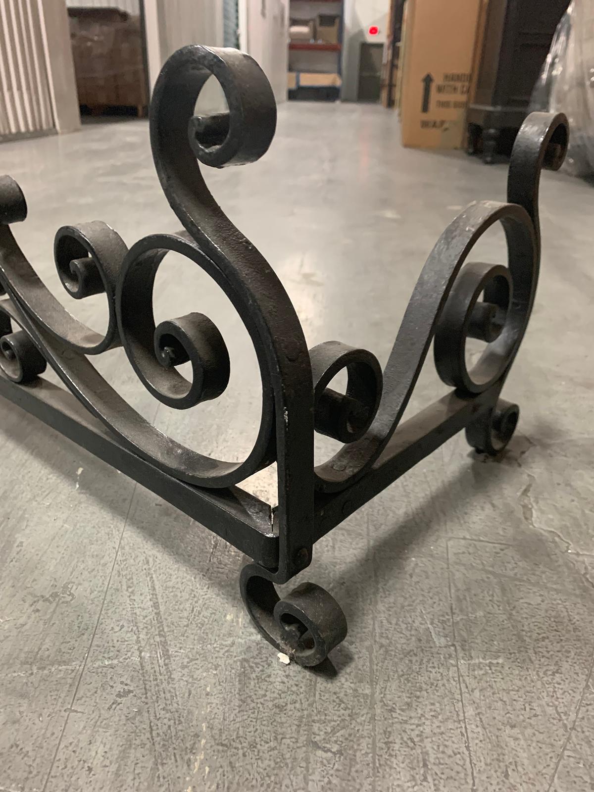 20th Century Scrolled Iron Fireplace Fender For Sale 6