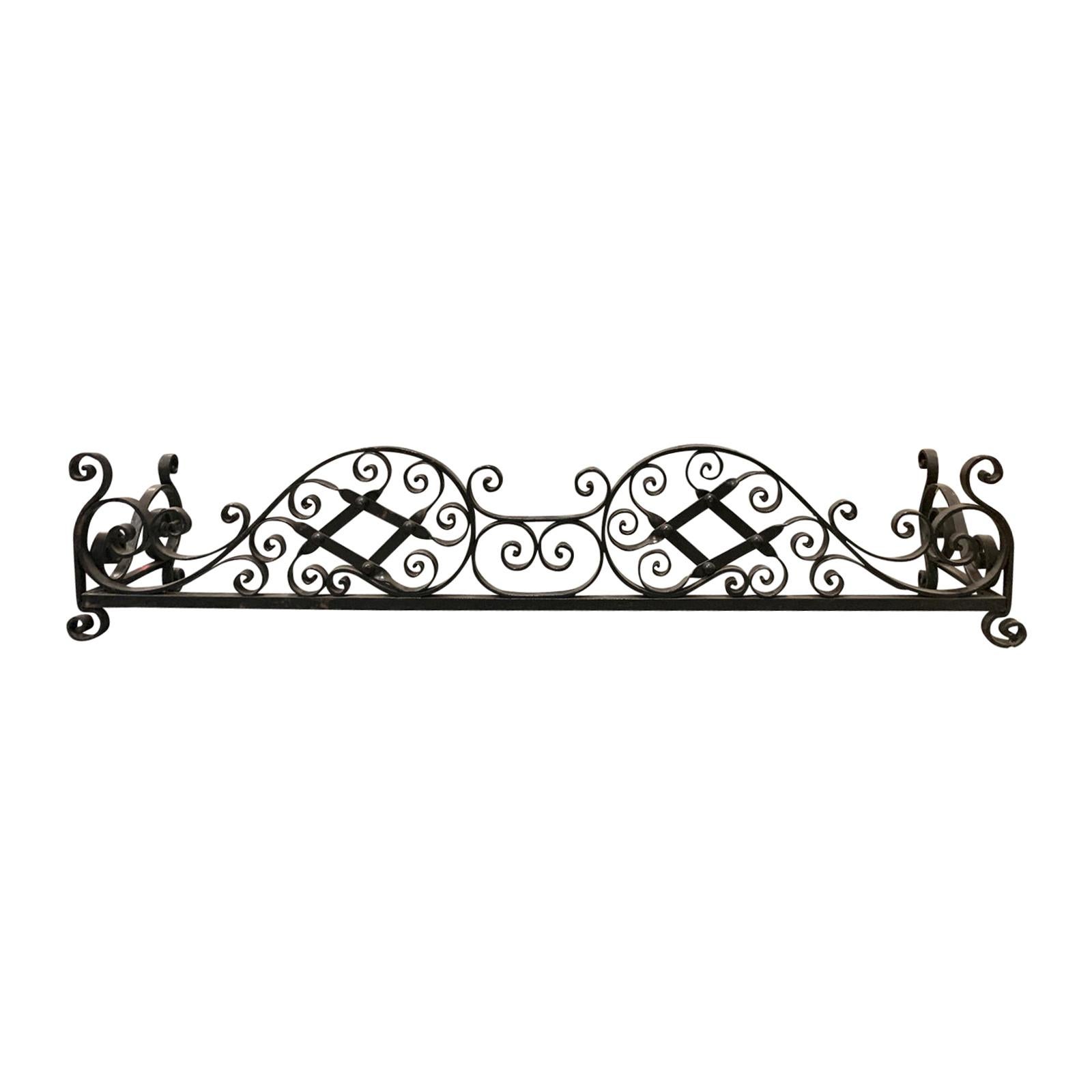 20th Century Scrolled Iron Fireplace Fender