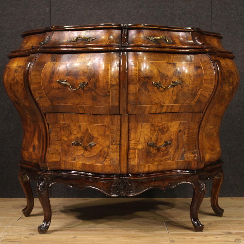 20th Century Sculpted, Veneered and Inlaid Wood Venetian Commode, 1940 For Sale 5