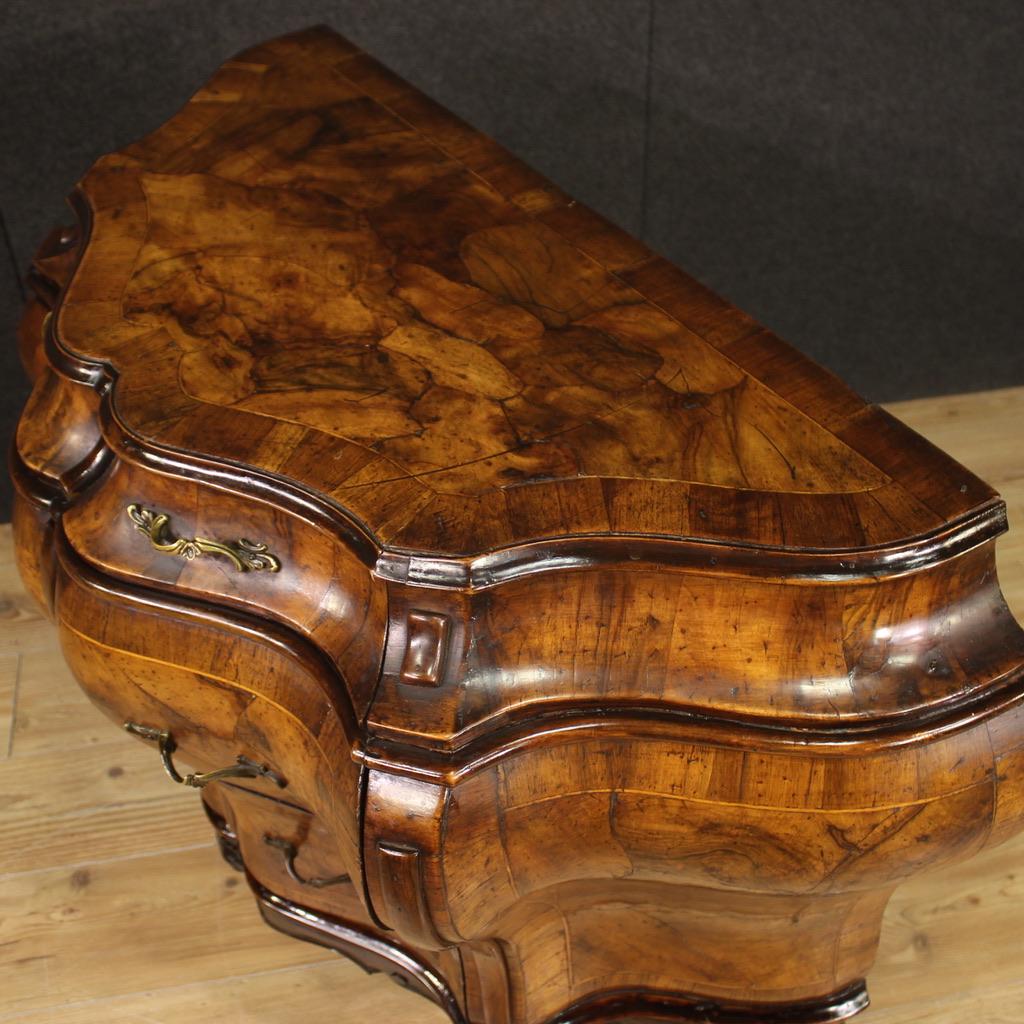 20th Century Sculpted, Veneered and Inlaid Wood Venetian Commode, 1940 For Sale 6