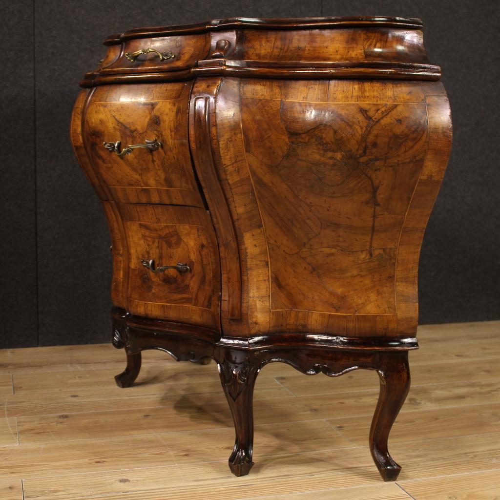 Mid-20th Century 20th Century Sculpted, Veneered and Inlaid Wood Venetian Commode, 1940 For Sale