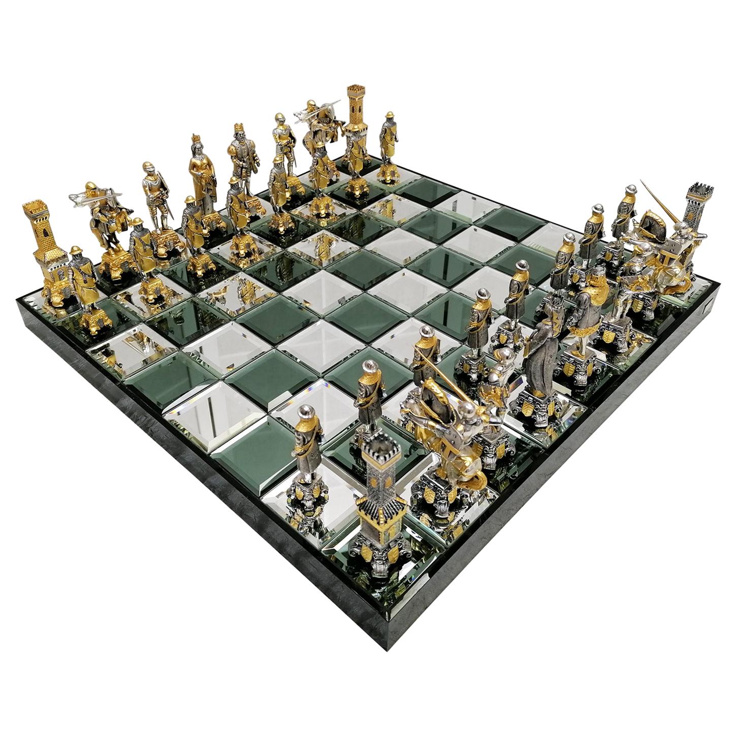 Jeu d'échecs italien sculptural italien du 20ème siècle