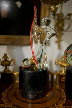 20th Century Sculptural Murano Glass Figure on Bronze Base