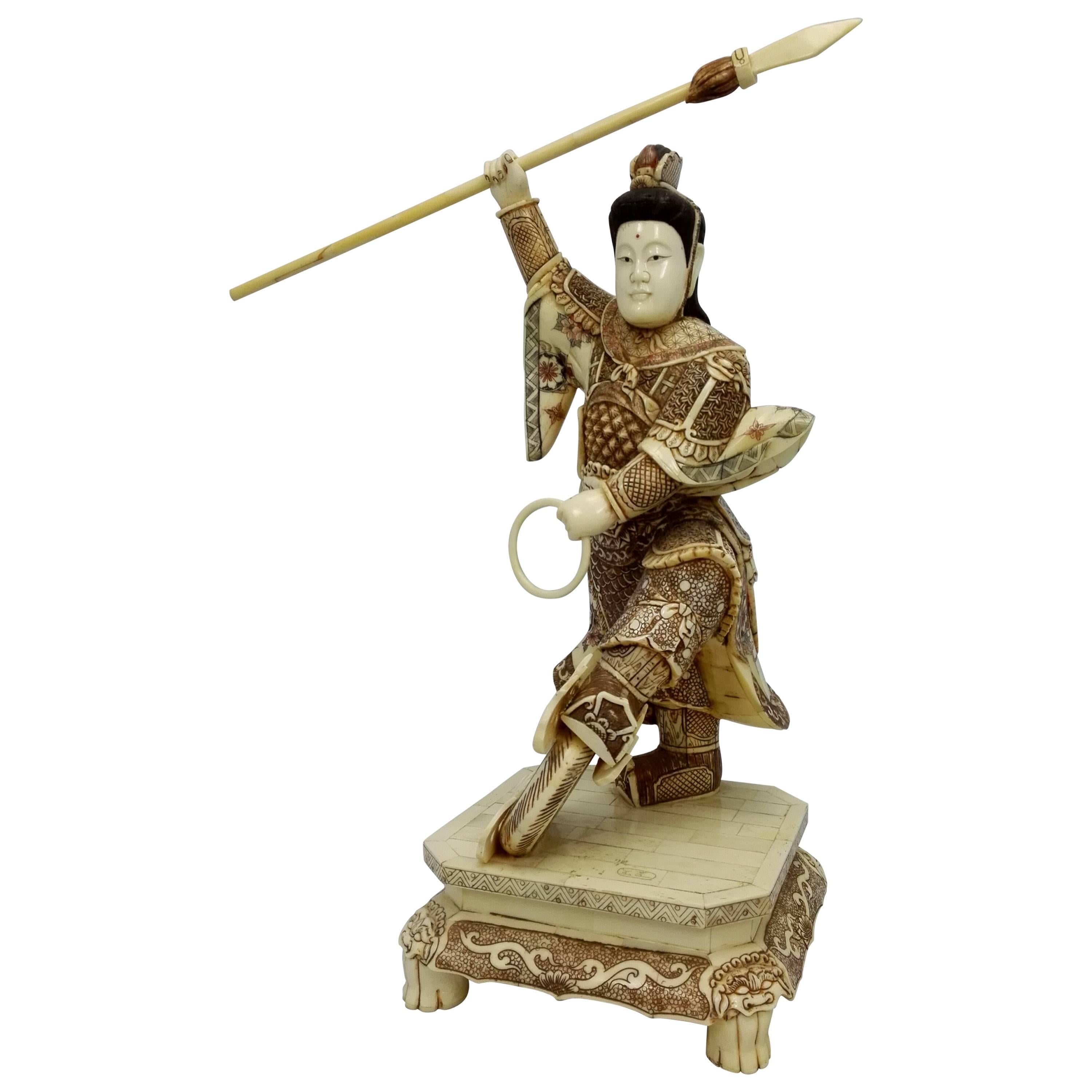 20th Century Sculpture Chinese Warrior Parade Amor Foo Dog Emblems Signet For Sale