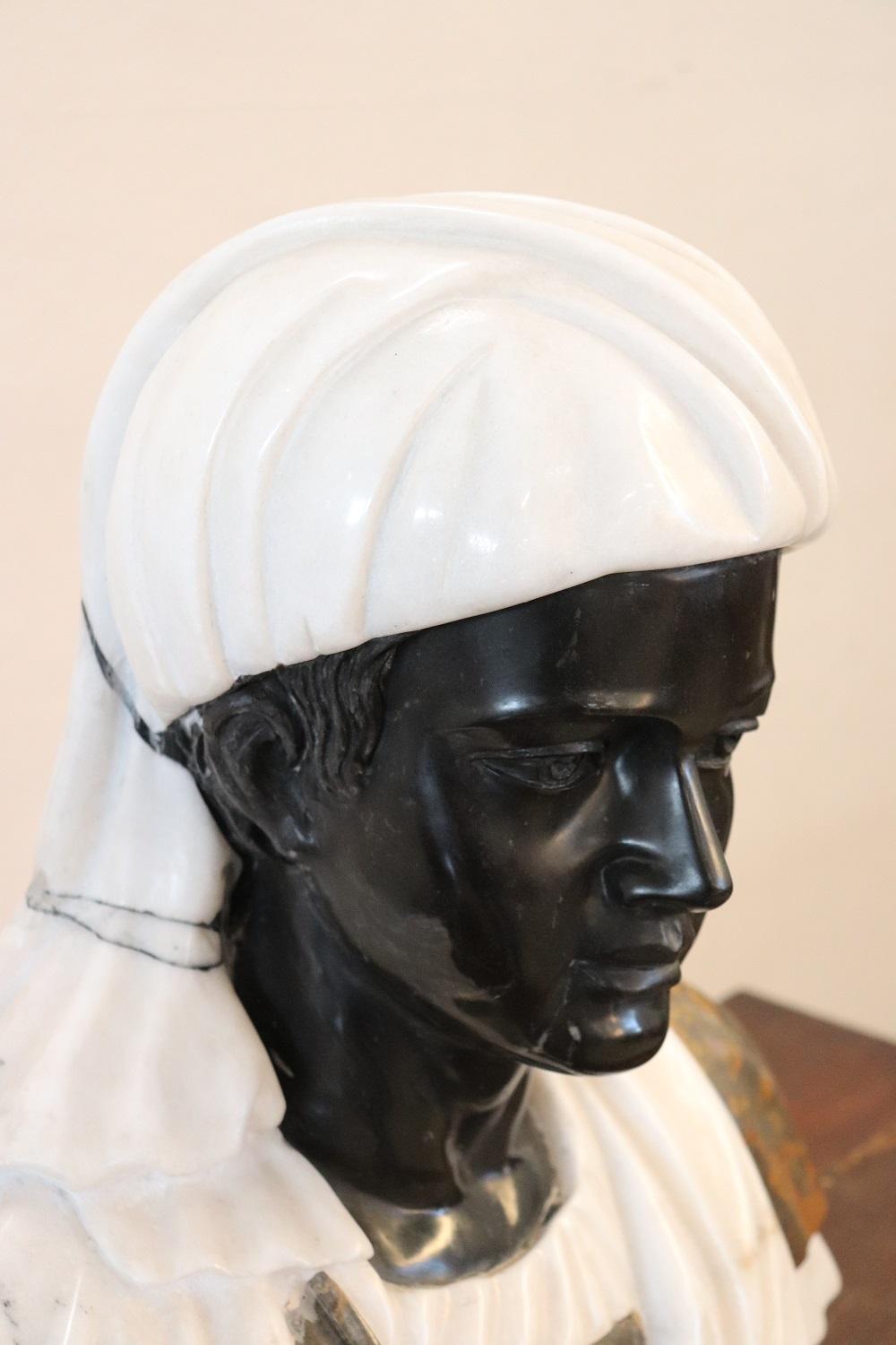 20th Century Sculpture in Marble of Carrara Bust of a Young Black Man In Good Condition For Sale In Casale Monferrato, IT