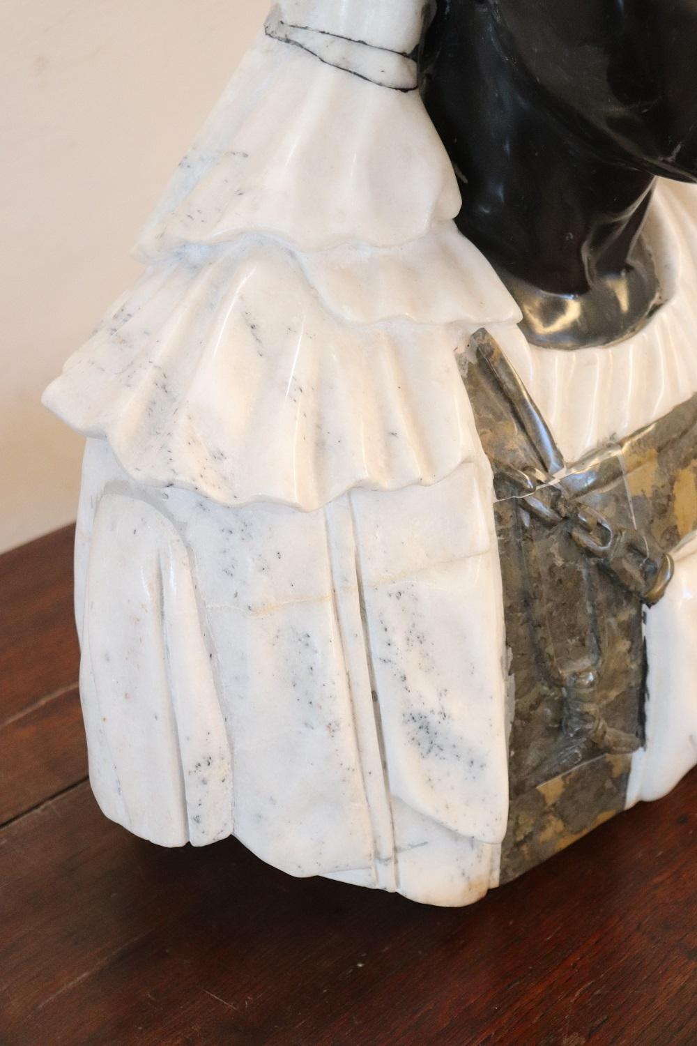 Mid-20th Century 20th Century Sculpture in Marble of Carrara Bust of a Young Black Man For Sale