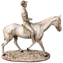 20th Century Sculpture with Horse and Jockey in Ceramics
