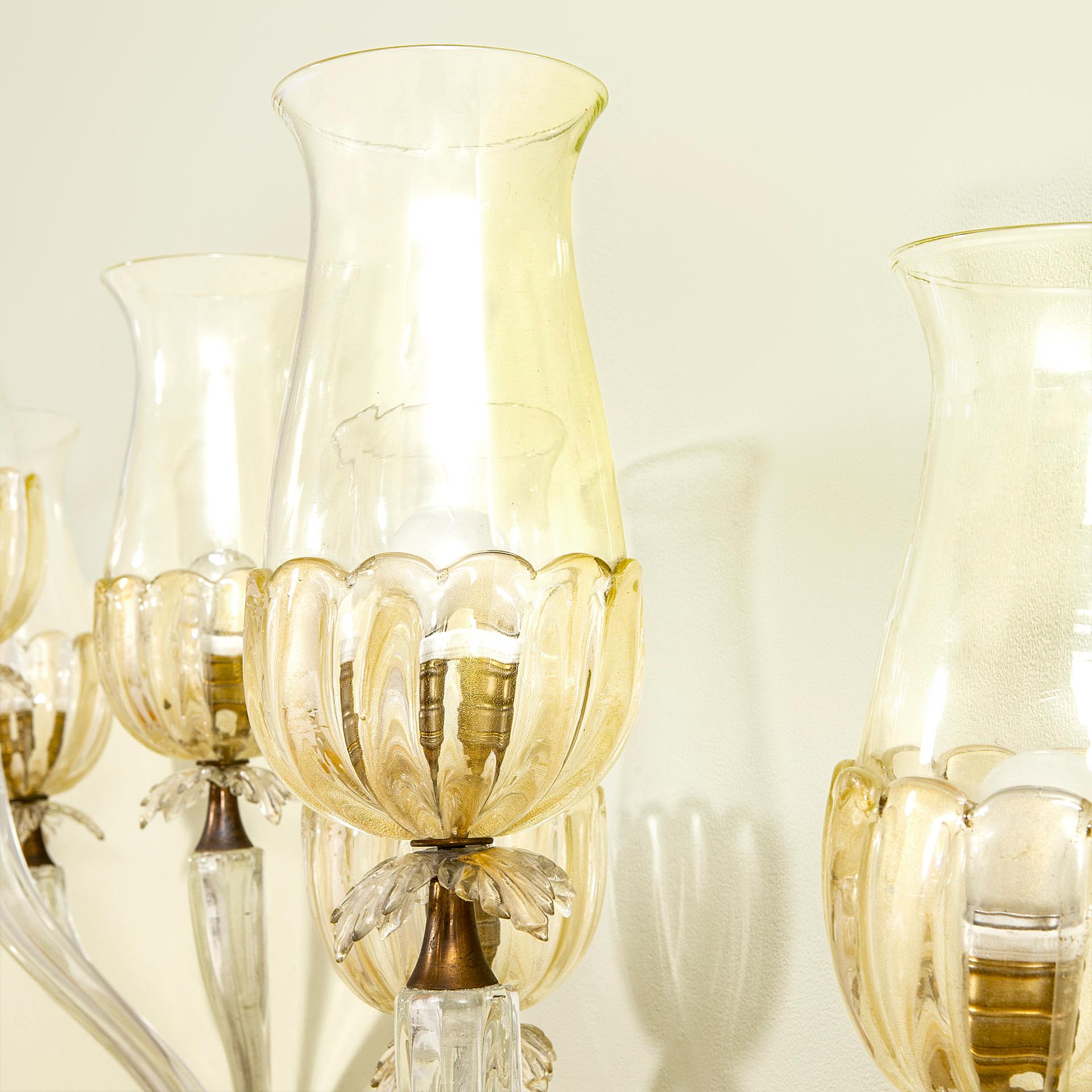 siglo XX, Seguso Vetri d'Arte Pareja de Apliques de Murano Italian en venta