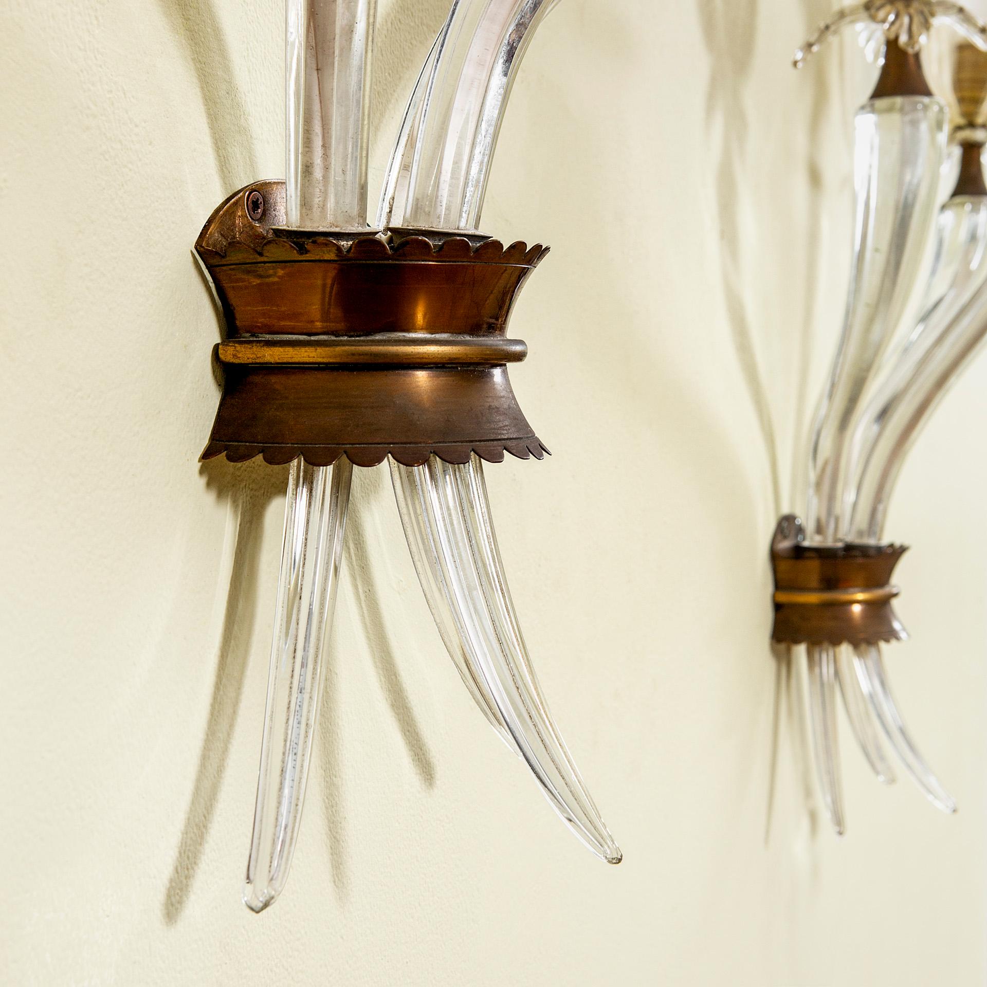 siglo XX, Seguso Vetri d'Arte Pareja de Apliques de Murano Cristal de Murano en venta